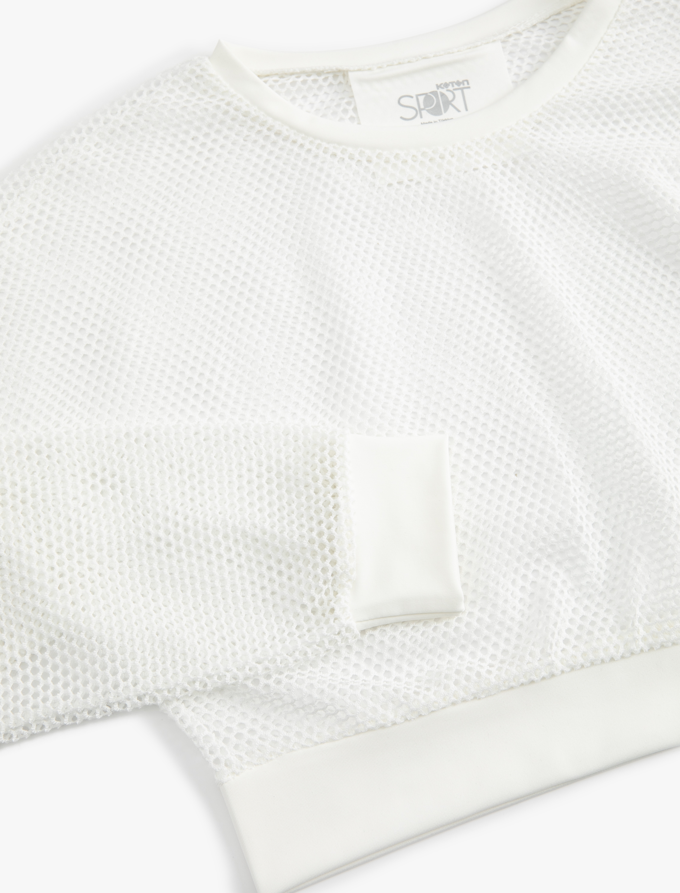   Crop File Tişört Spor Uzun Kollu Bisiklet Yaka