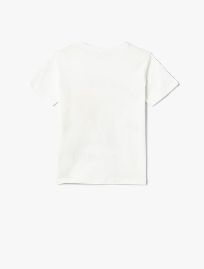 Erkek Çocuk Baskılı Tişört Bisiklet Yaka Kısa Kollu Pamuklu