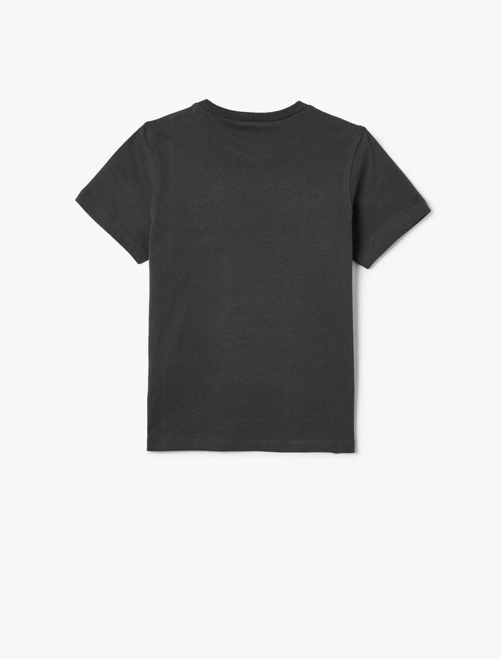 Erkek Çocuk Baskılı Tişört Bisiklet Yaka Kısa Kollu Pamuklu