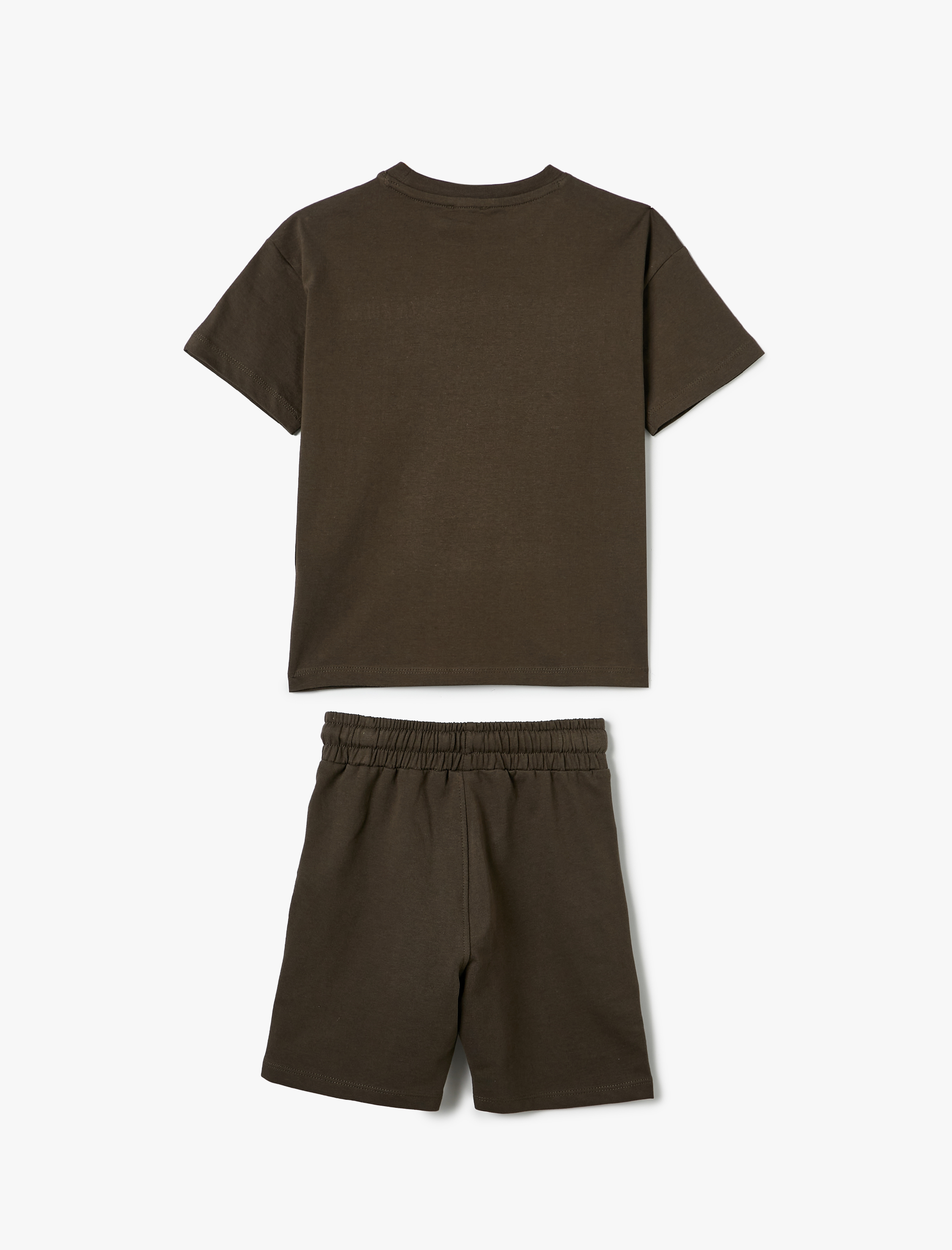  Erkek Çocuk 2'li Basic Tişört Şort Seti Baskı Detaylı