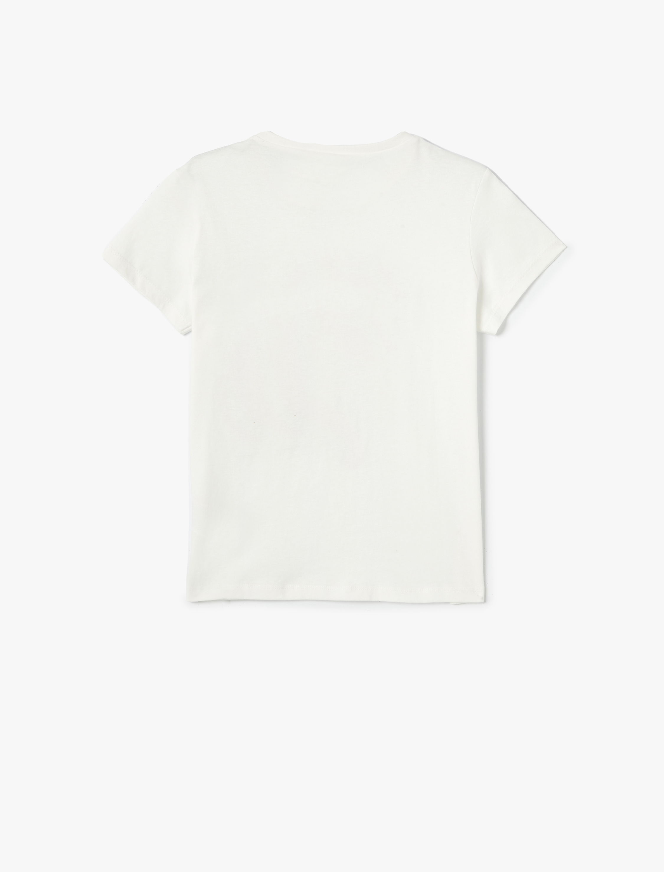  Kız Çocuk Unicorn Tişört Pullu Payetli Bisiklet Yaka Kısa Kollu Pamuklu