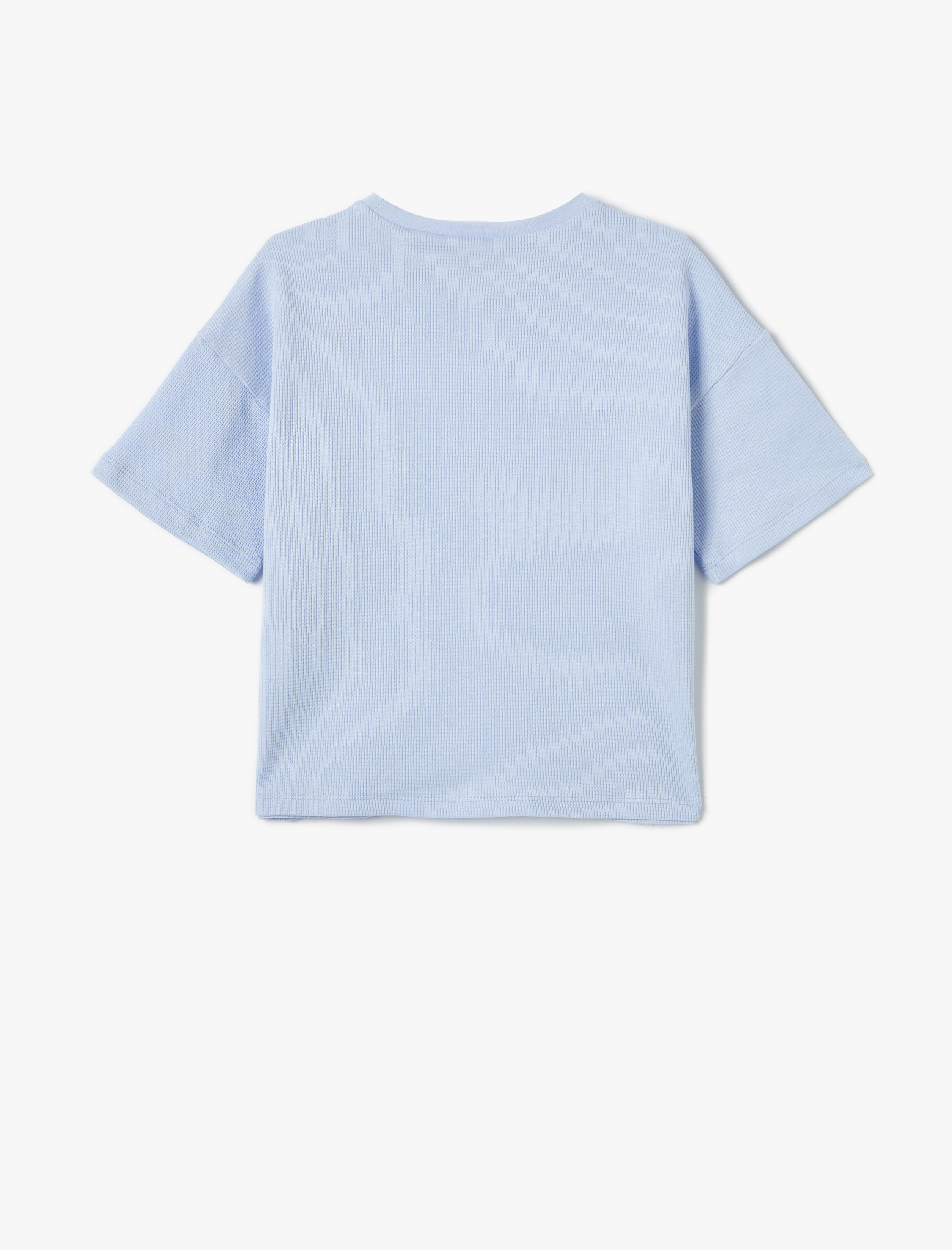  Kız Çocuk Slogan İşlemeli Tişört Bisiklet Yaka Kısa Kollu Pamuklu