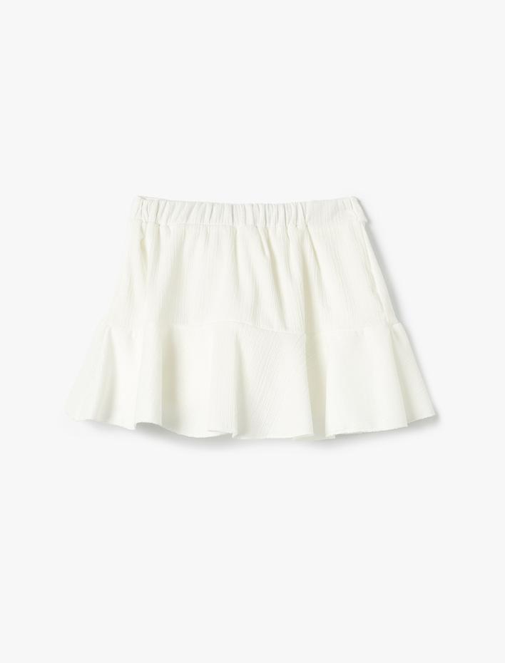 Kız Çocuk Mini Şort Etek Rahat Kesim Bağlama Detaylı Beli Lastikli