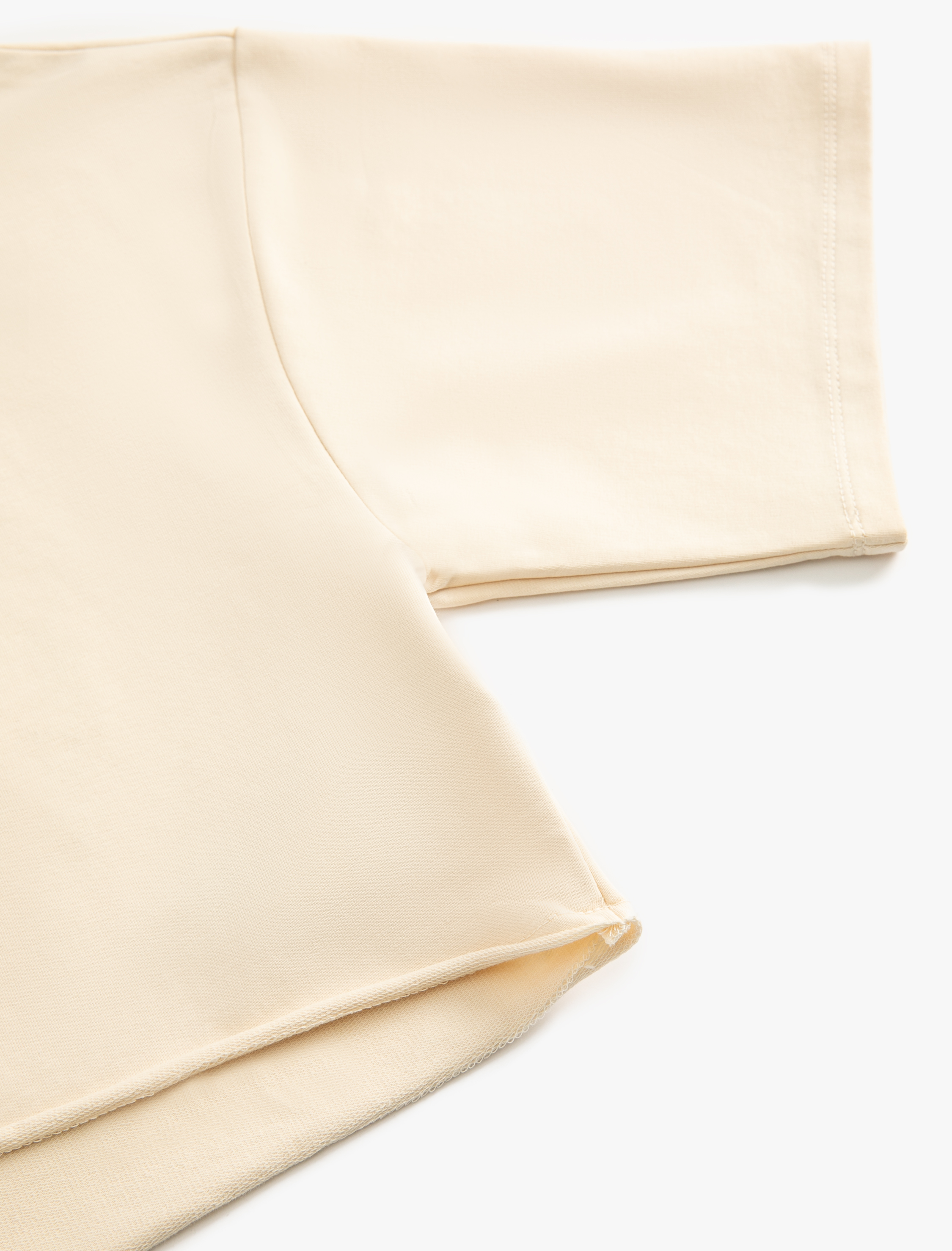   Kapüşonlu Crop Sweatshirt Spor Kısa Kollu Baskı Detaylı Pamuklu