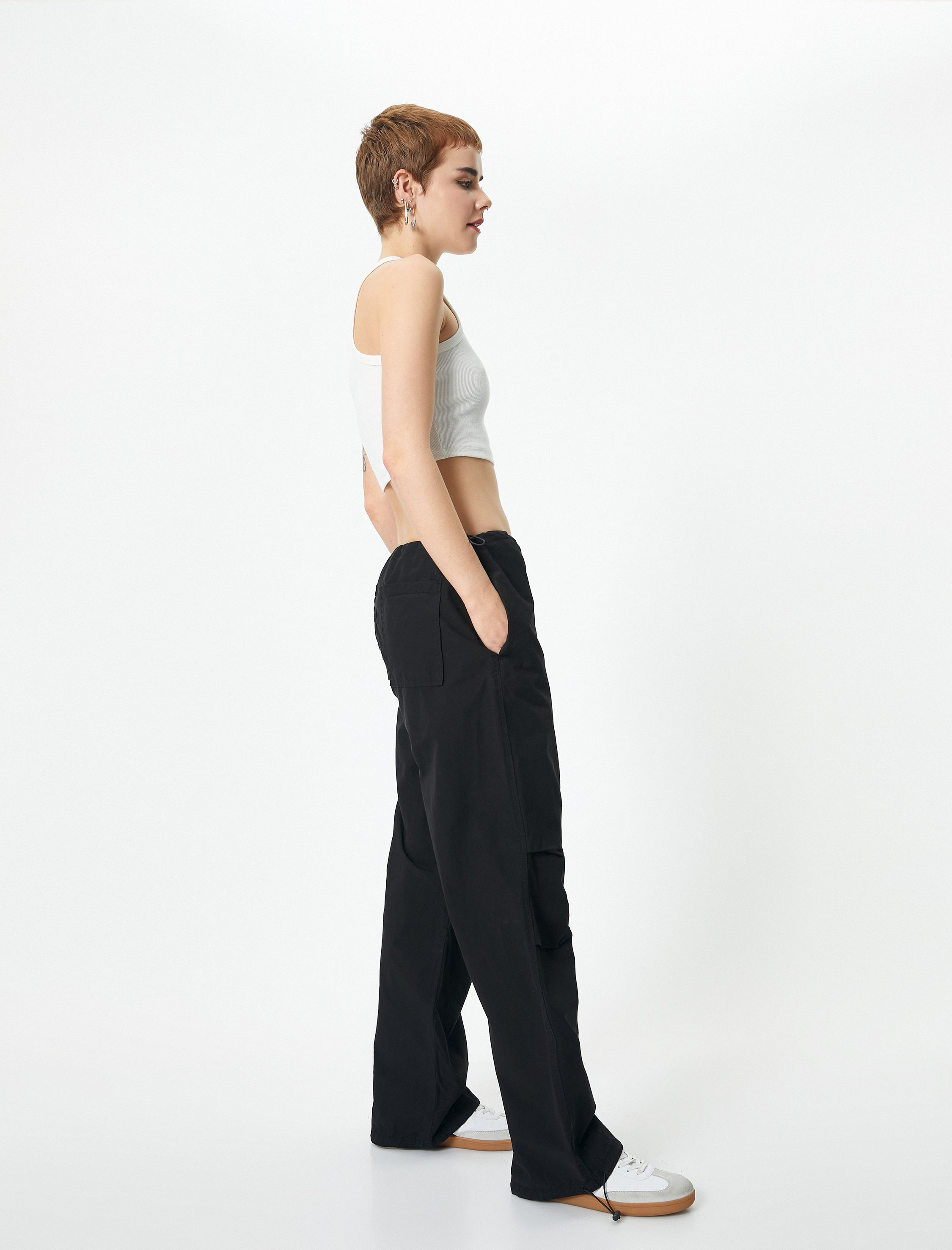   Paraşüt Pantolon Oversize Cepli Pamuklu Rahat Kalıp