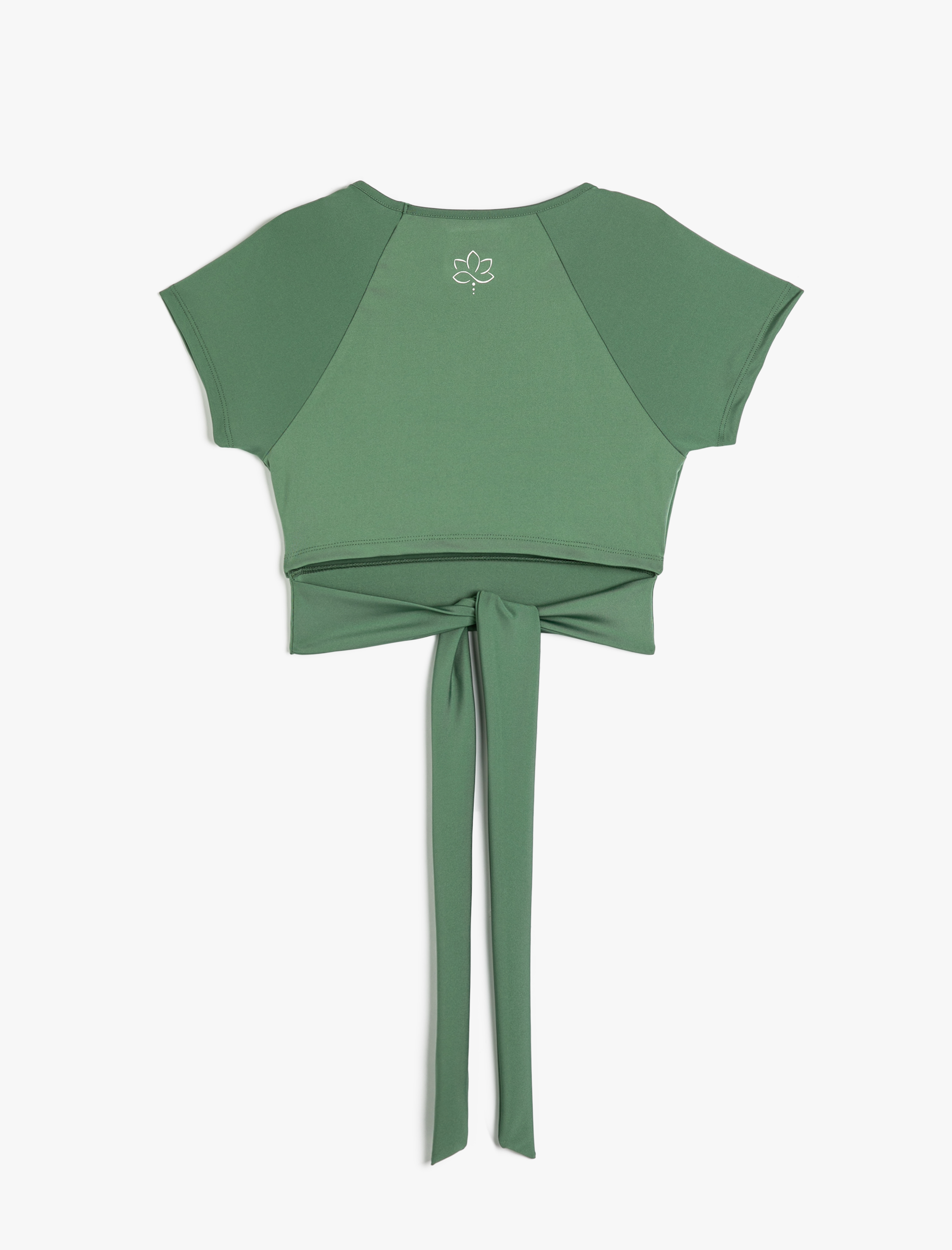   Crop Yoga Tişört Bağlama Detaylı Kısa Kollu Bisiklet Yaka