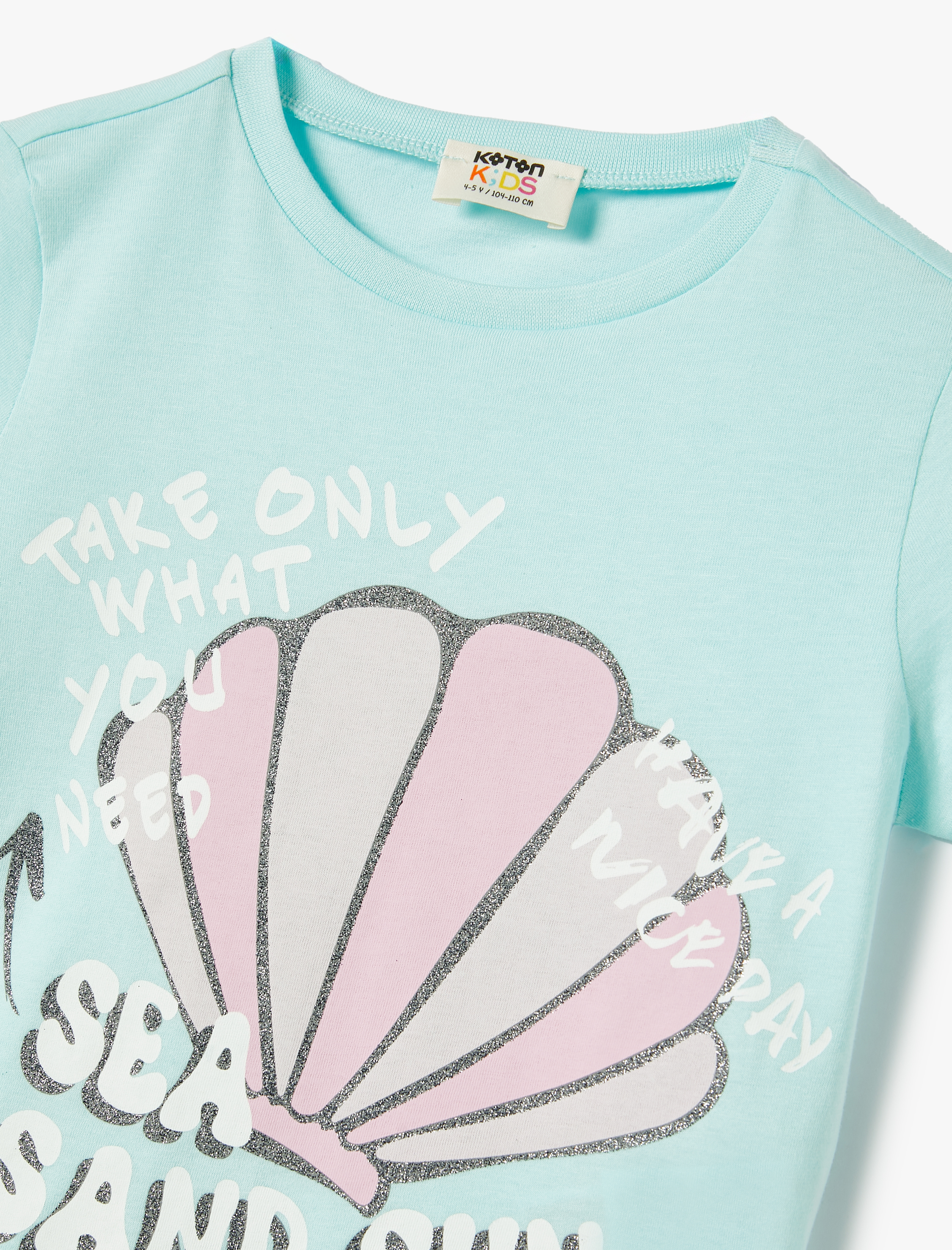  Kız Çocuk Tişört Baskılı Kısa Kollu Bisiklet Yaka Pamuklu