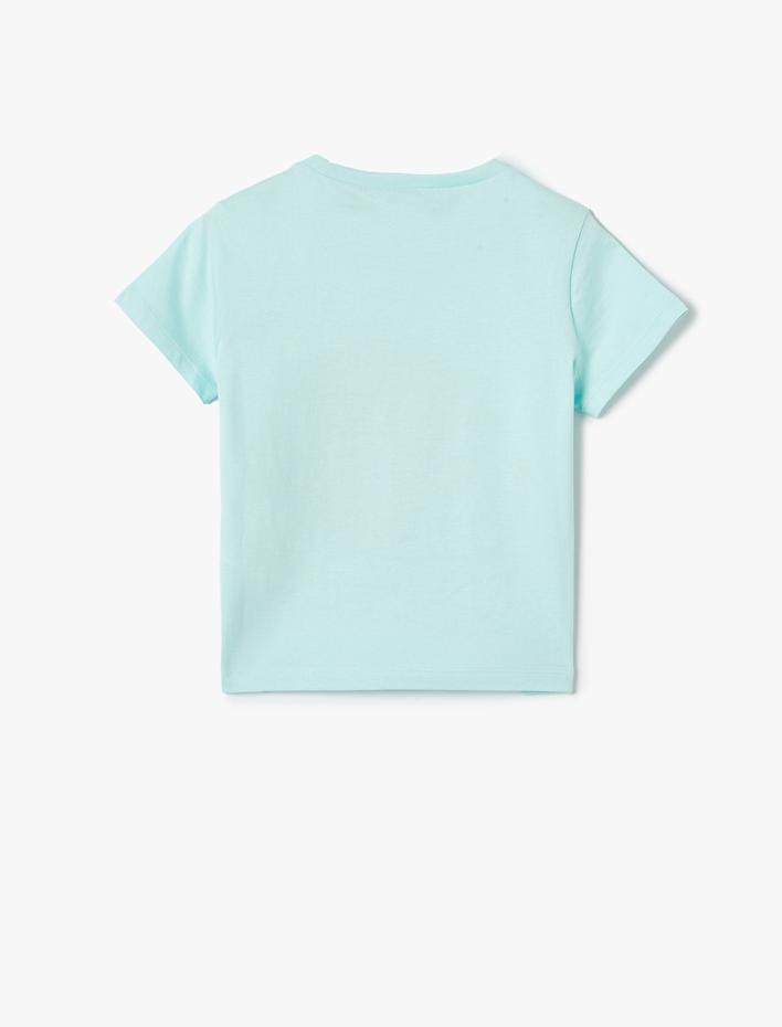 Kız Çocuk Tişört Baskılı Kısa Kollu Bisiklet Yaka Pamuklu