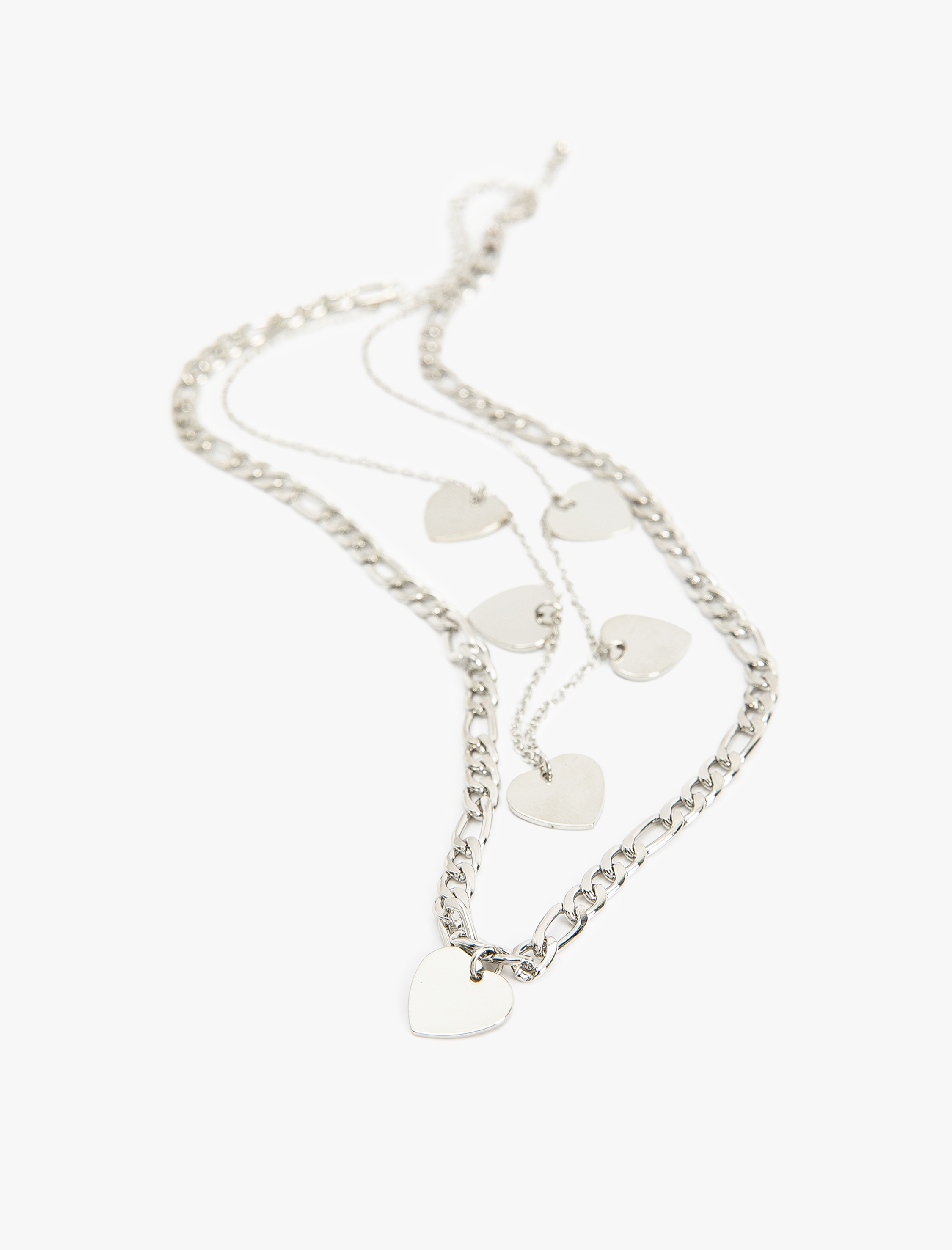  Kadın Kalpli Zincir Kolye Katlı