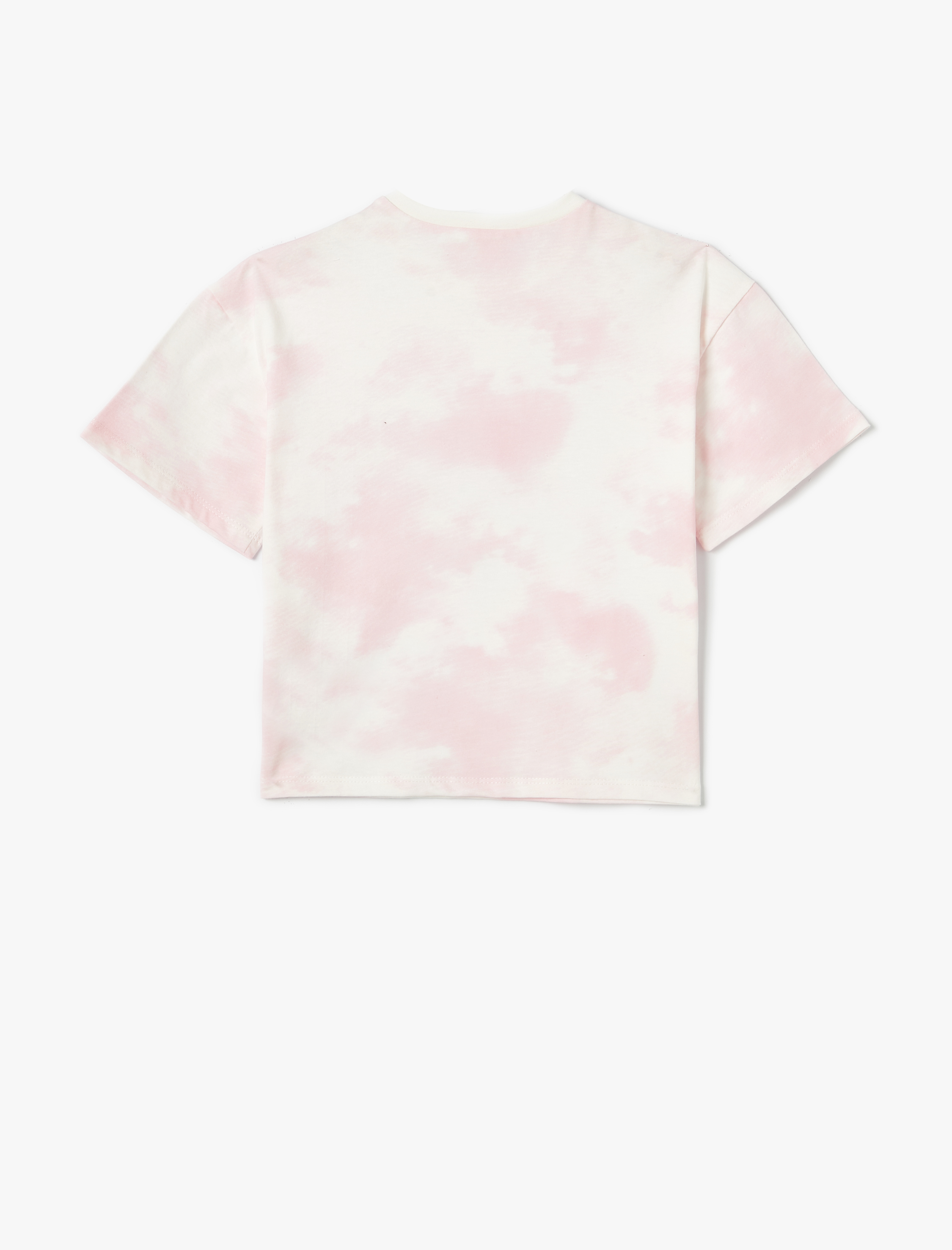  Kız Çocuk Oversize Tişört Pullu Payetli Kalpli Batik Görünümlü Bisiklet Yaka