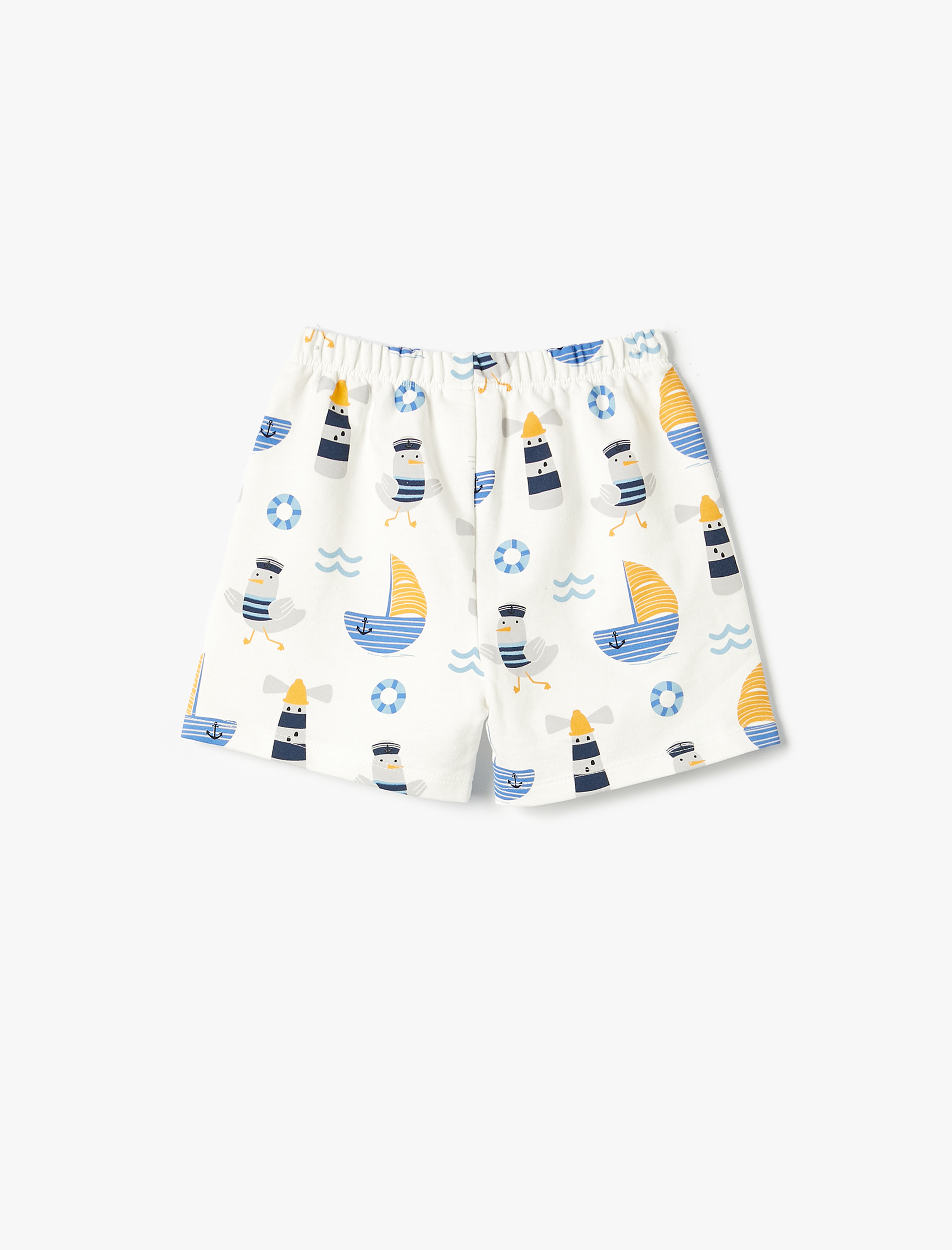  Erkek Bebek Beli Bağcıklı Şort Desenli Pamuklu