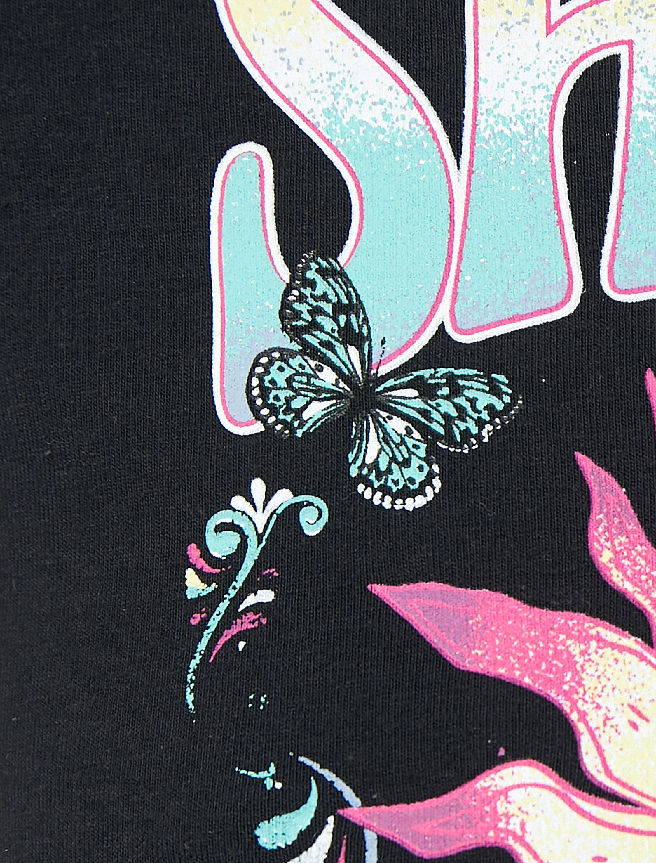   Crop Baskılı Tişört Bağlama Detaylı Kısa Kollu Bisiklet Yaka Pamuklu