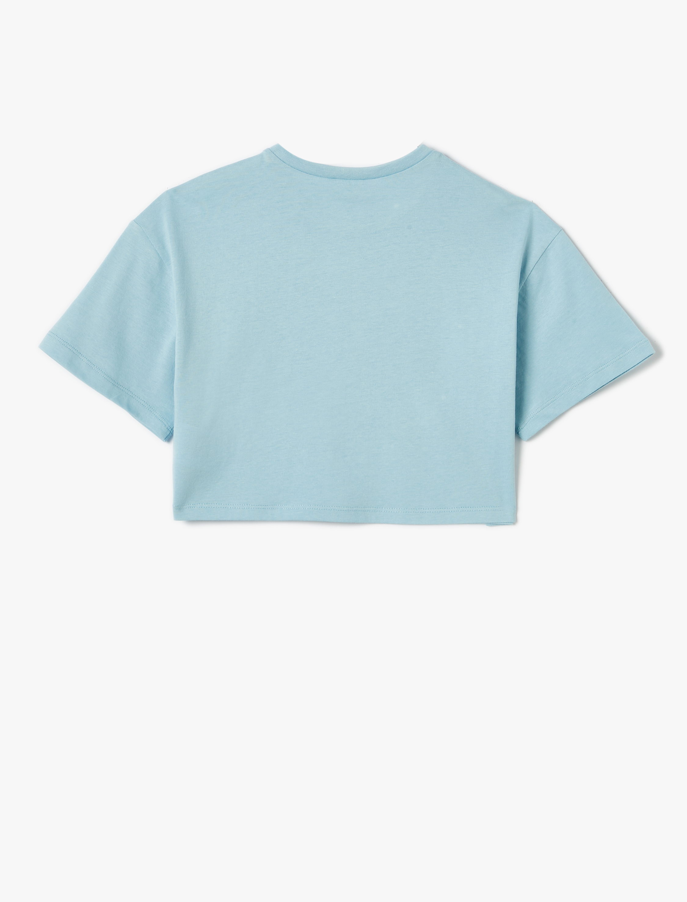  Kız Çocuk Crop Tişört Baskılı Kısa Kollu Bisiklet Yaka Pamuklu