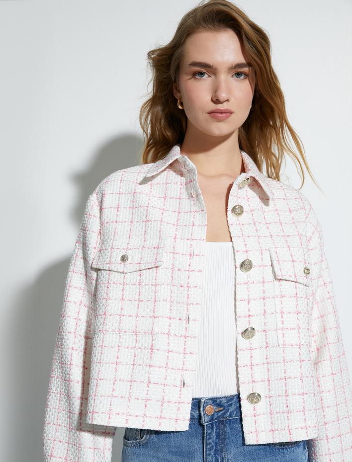  Tüvit Ceket Kapaklı Cepli Düğmeli Gömlek Yaka