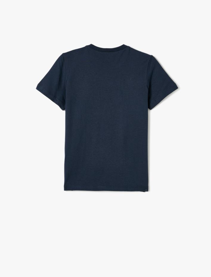 Erkek Çocuk Baskılı Tişört Bisiklet Yaka Kısa Kollu Pamuklu