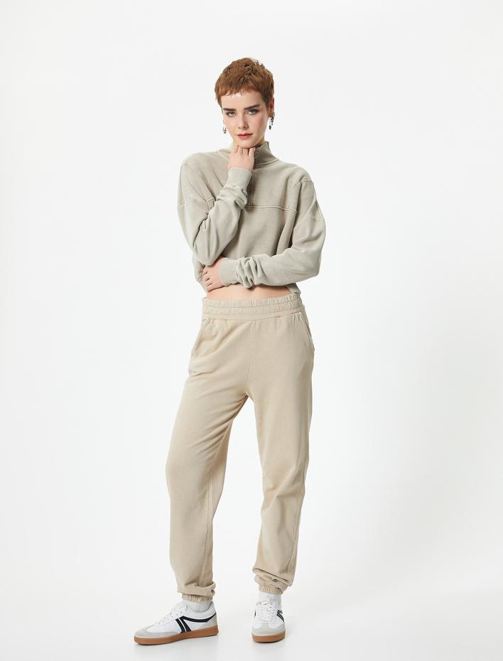  Şardonlu Jogger Eşofman Altı Cepli Soluk Efektli Rahat Kalıp Pamuklu