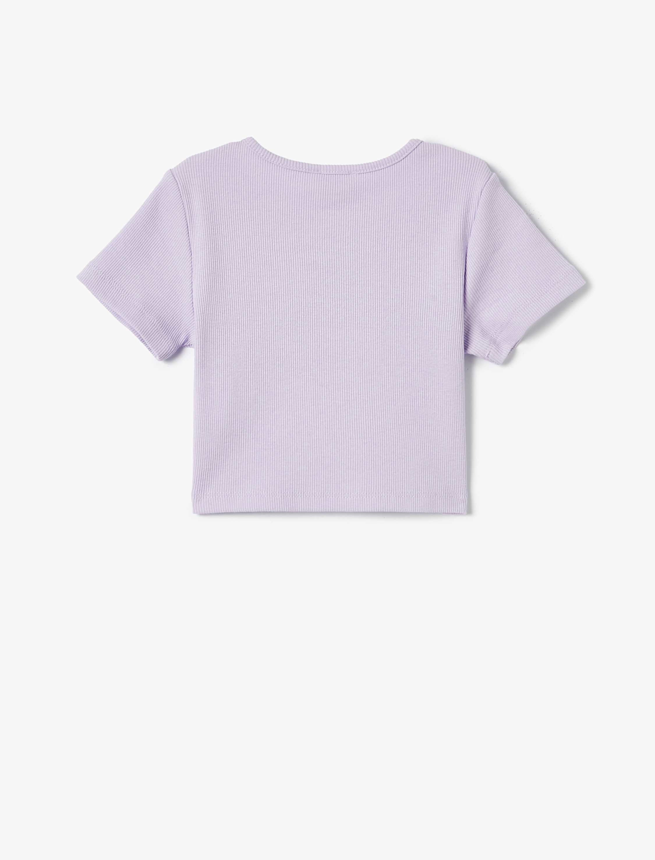  Kız Çocuk Slogan İşlemeli Crop Tişört Dar Kalıp Bisiklet Yaka Kısa Kollu