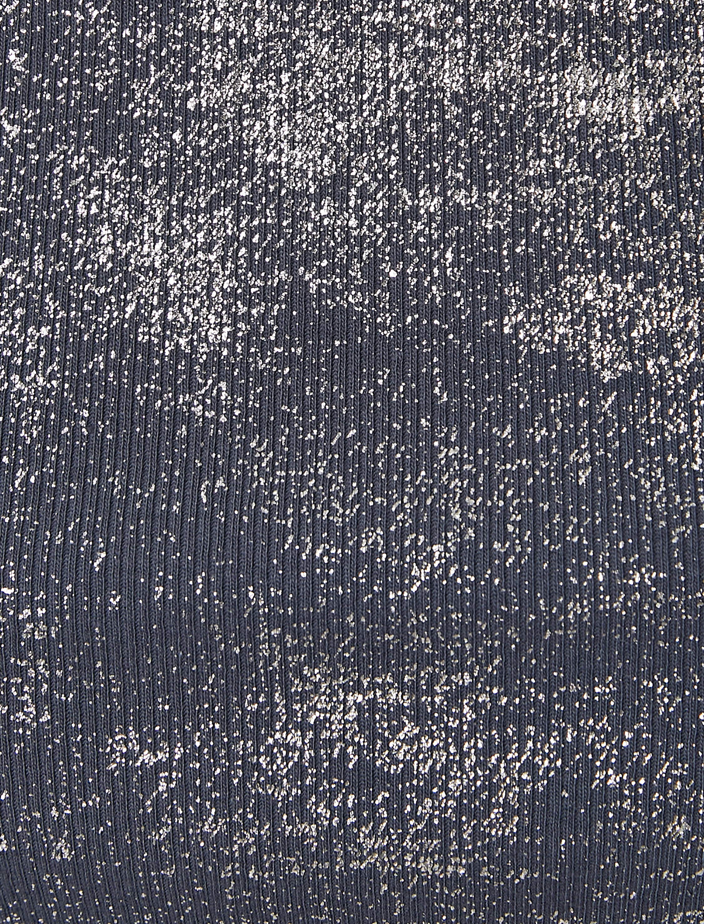   Kolsuz Crop Tişört Degrade Metalik Varak Baskılı Slim Fit Pamuklu