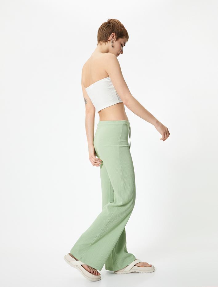  Bol Paça Pantolon Beli Bağlamalı Fitilli Bürümcük