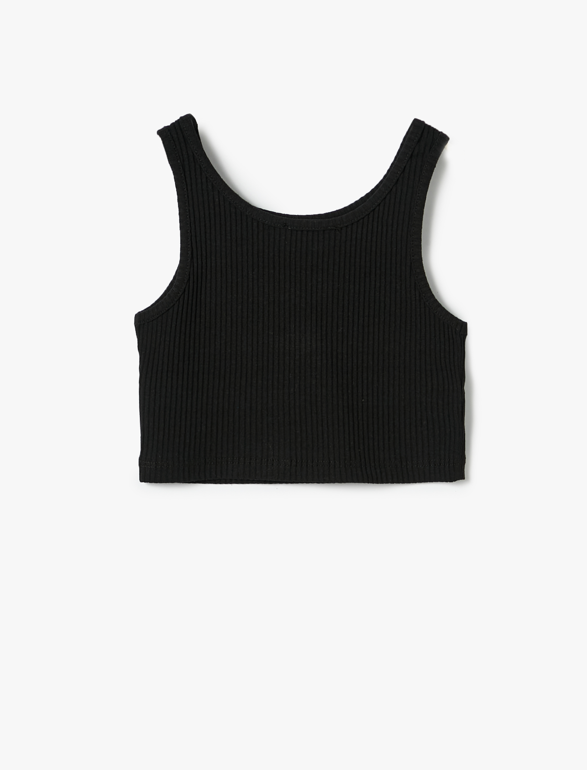  Kız Çocuk Fitilli Atlet Slogan İşlemeli Kolsuz Bisiklet Yaka