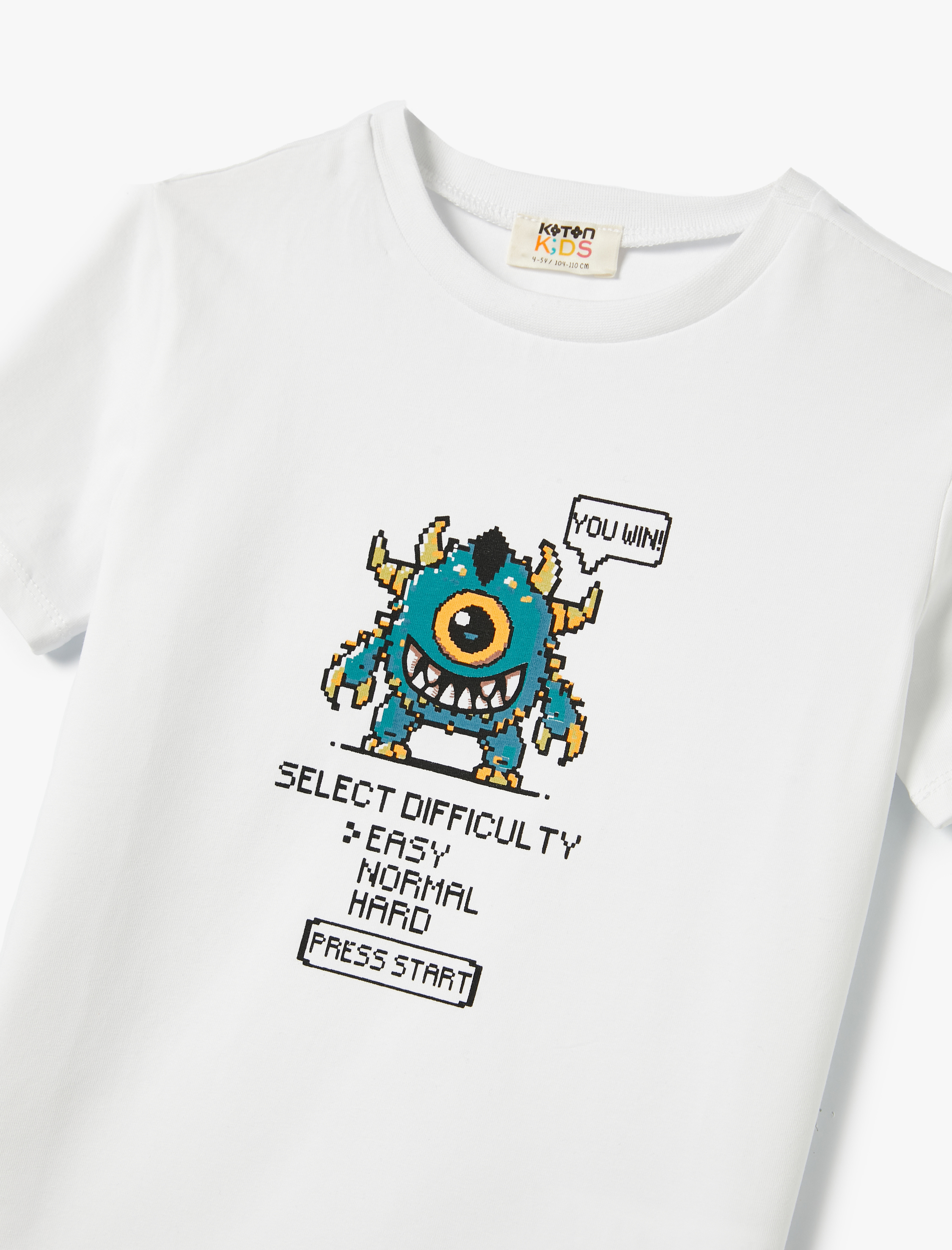  Erkek Çocuk Baskılı Tişört Bisiklet Yaka Kısa Kollu Pamuklu