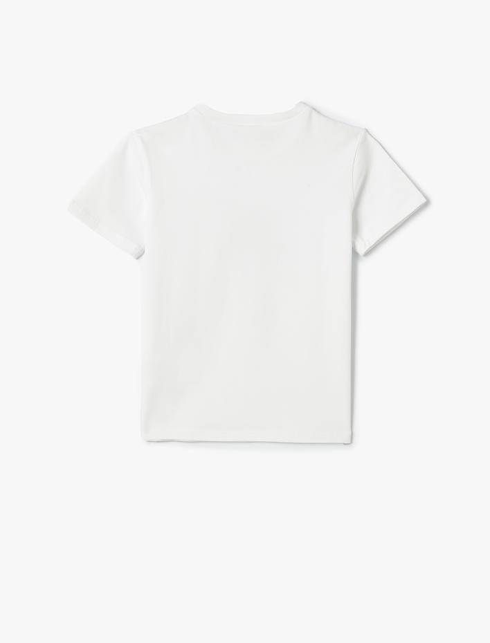 Erkek Çocuk Baskılı Tişört Bisiklet Yaka Kısa Kollu Pamuklu