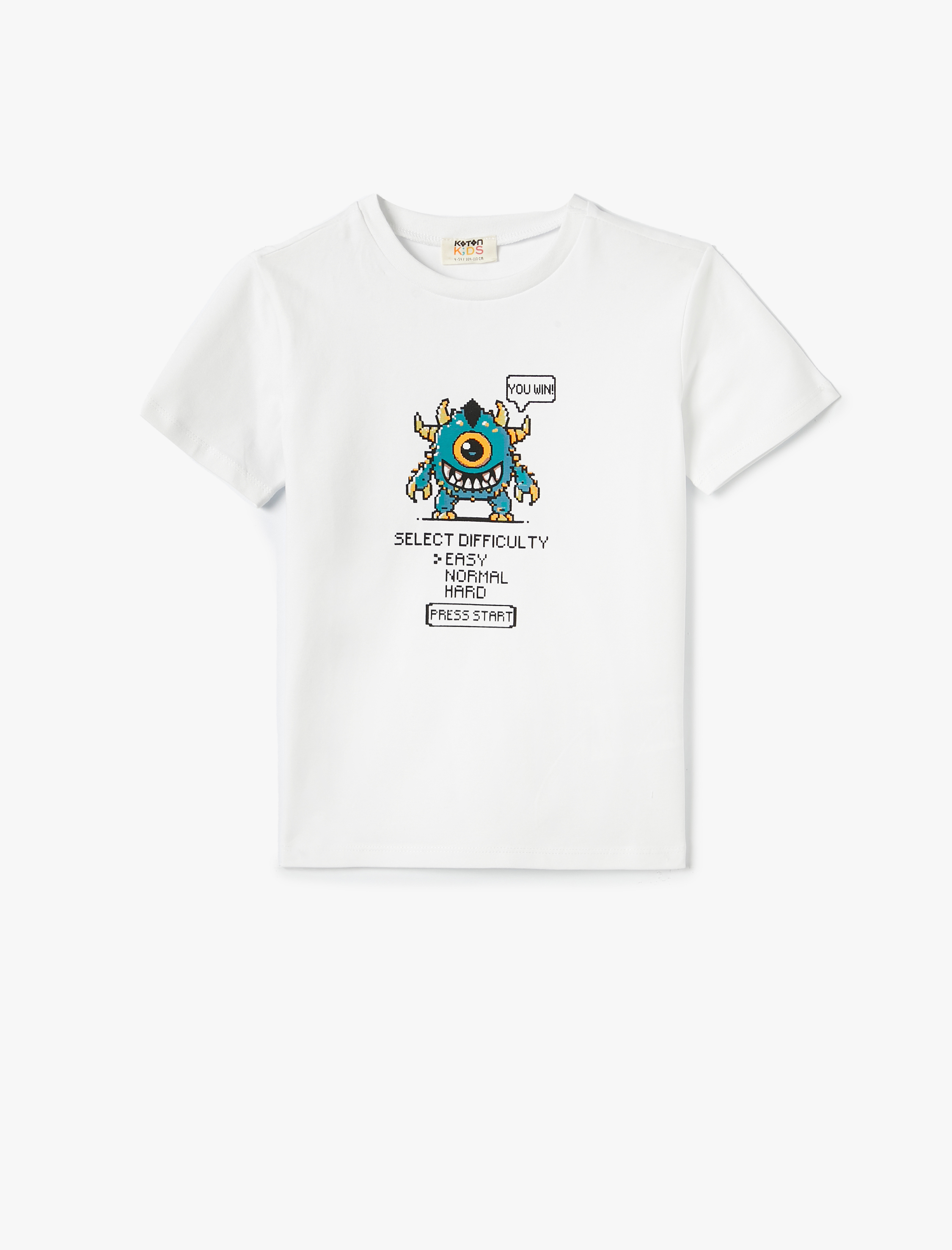  Erkek Çocuk Baskılı Tişört Bisiklet Yaka Kısa Kollu Pamuklu