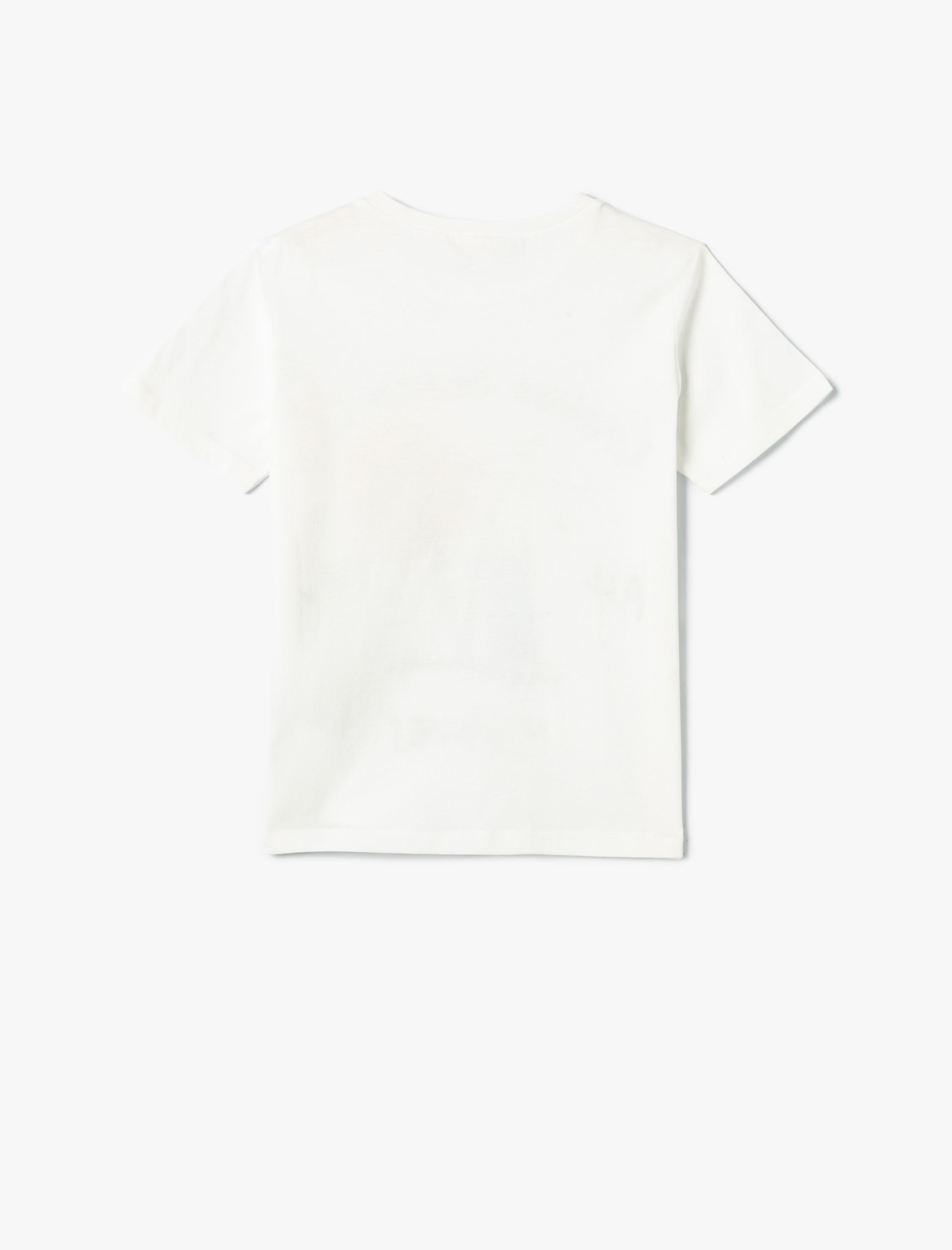  Kız Çocuk Baskılı Tişört Bisiklet Yaka Kısa Kollu Pamuklu