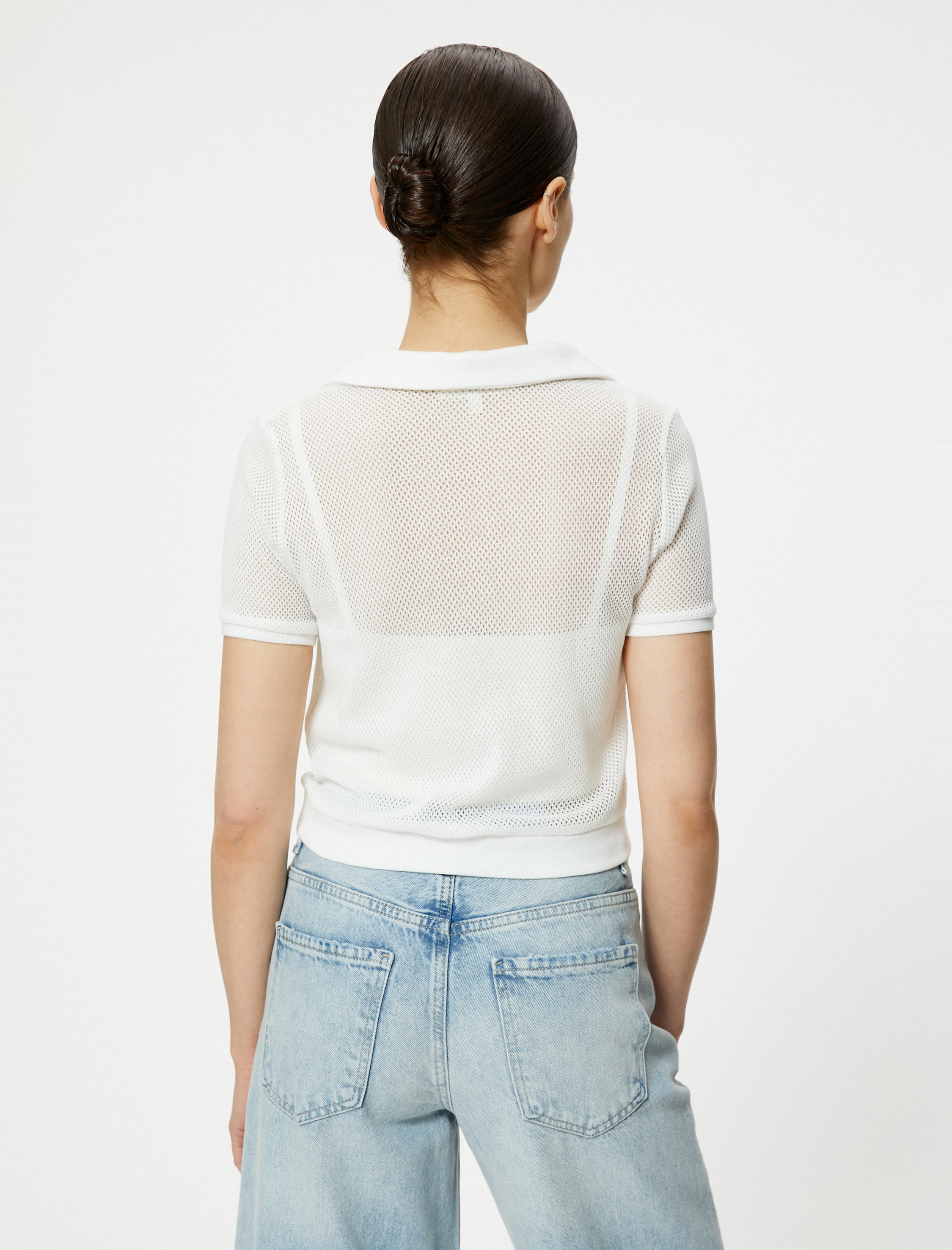   Crop File Tişört Polo Yaka Kısa Kollu