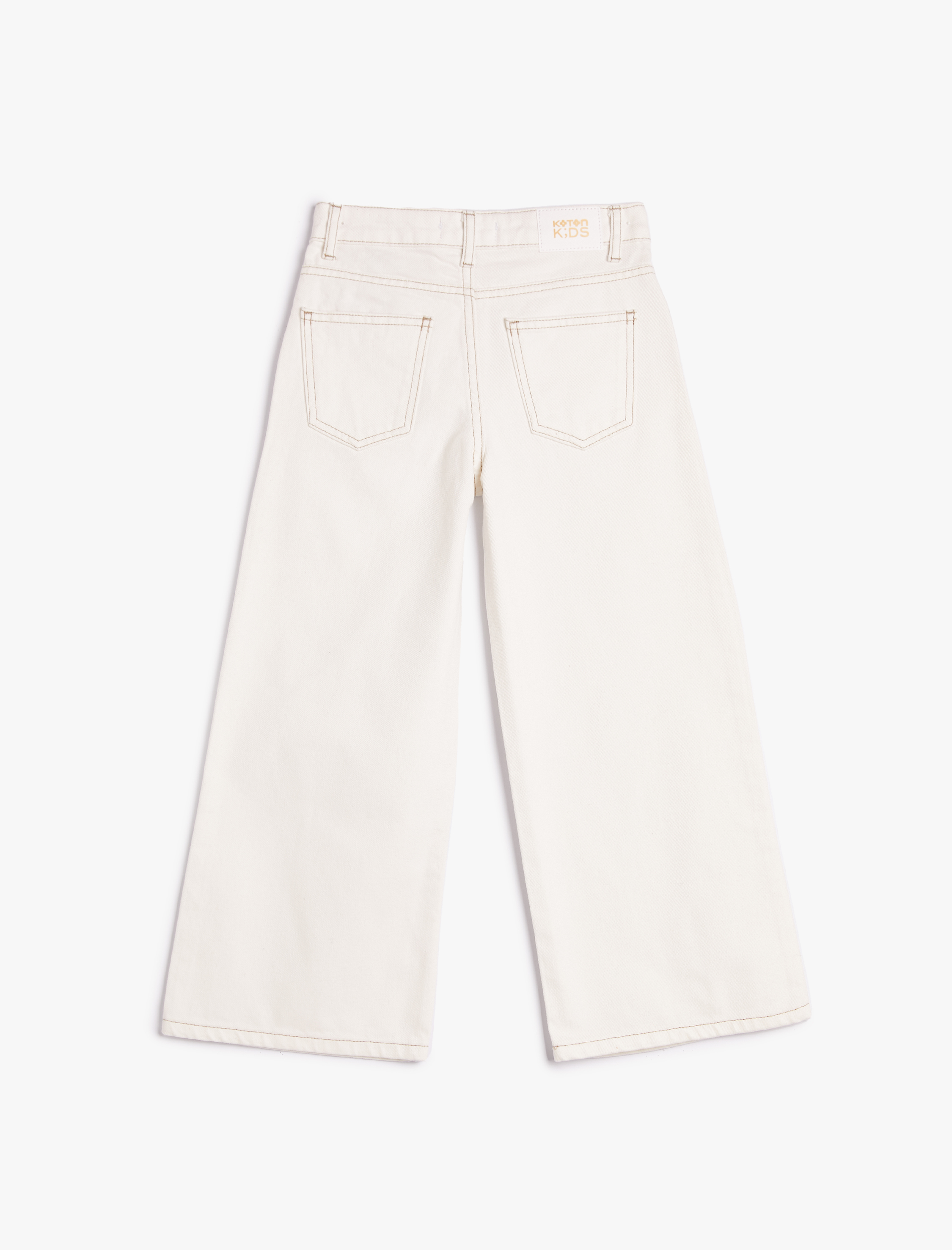  Kız Çocuk Kot Pantolon Düğme Detaylı Pamuklu - Wide Leg Jean