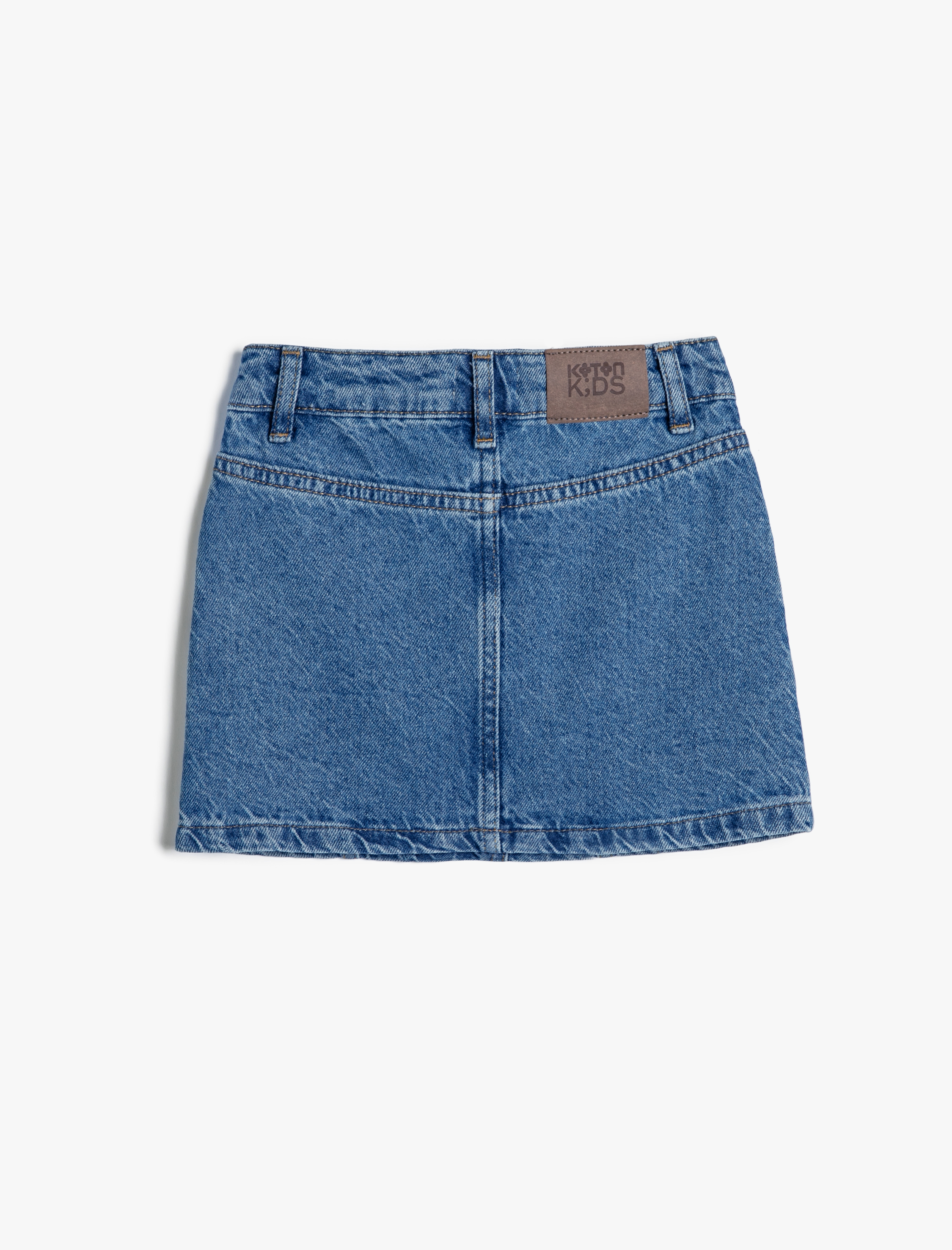  Kız Çocuk Kargo Mini Kot Etek Kapaklı Cep Detaylı Pamuklu