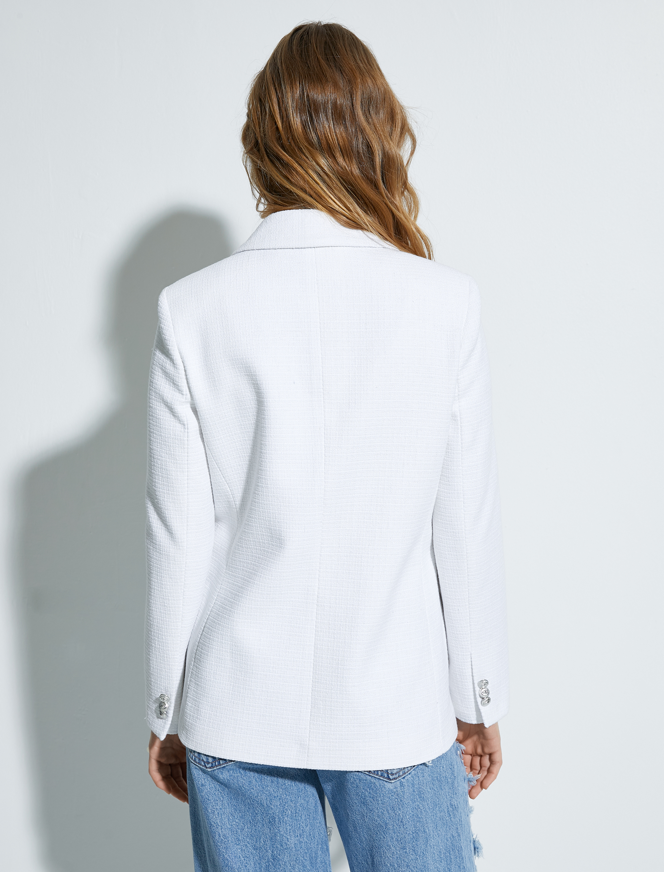   Tüvit Blazer Ceket Kruvaze Düğmeli Cepli