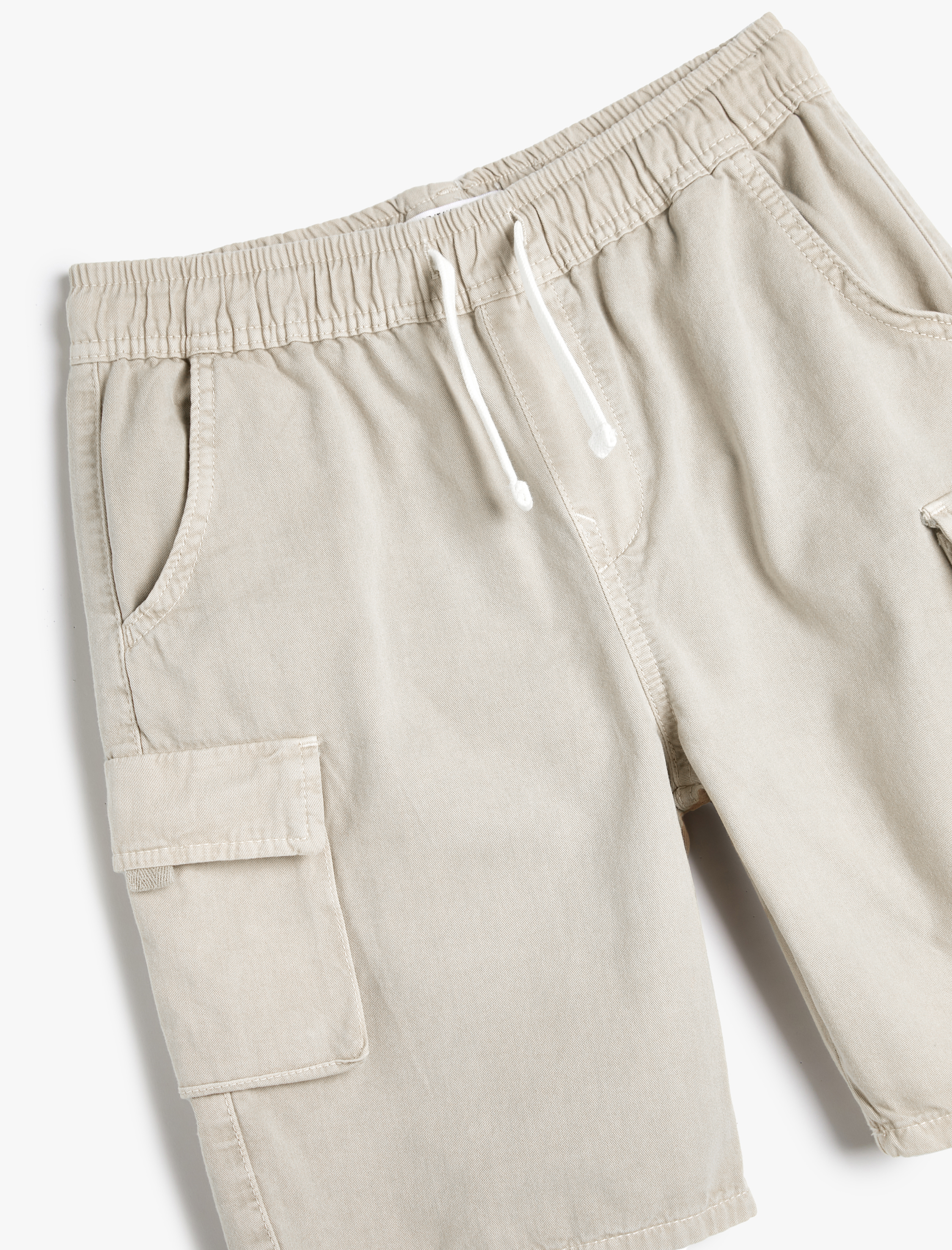  Erkek Çocuk Kargo Şort Beli Bağlamalı Yanları Cepli Pamuklu