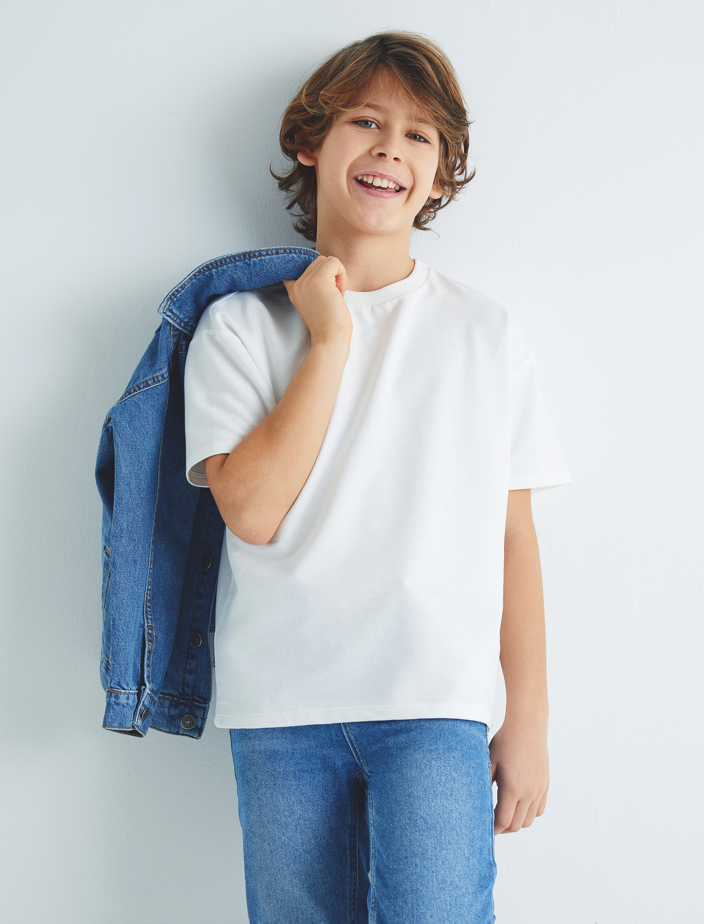  Erkek Çocuk Basic Tişört Kısa Kollu Bisiklet Yaka