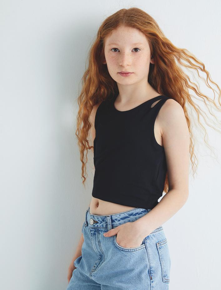 Kız Çocuk Crop Atlet Çift Askılı Pamuklu