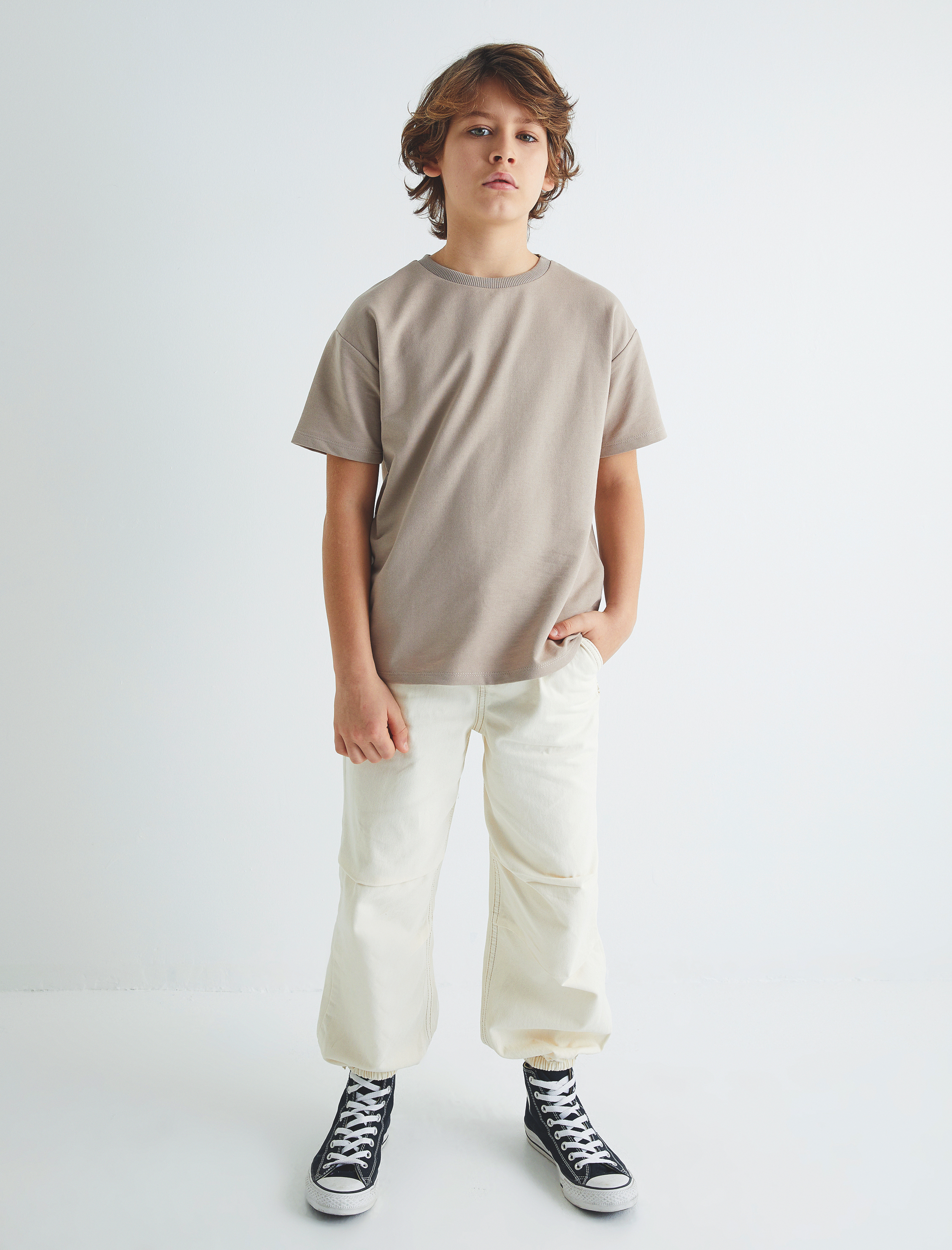  Erkek Çocuk Basic Tişört Kısa Kollu Bisiklet Yaka