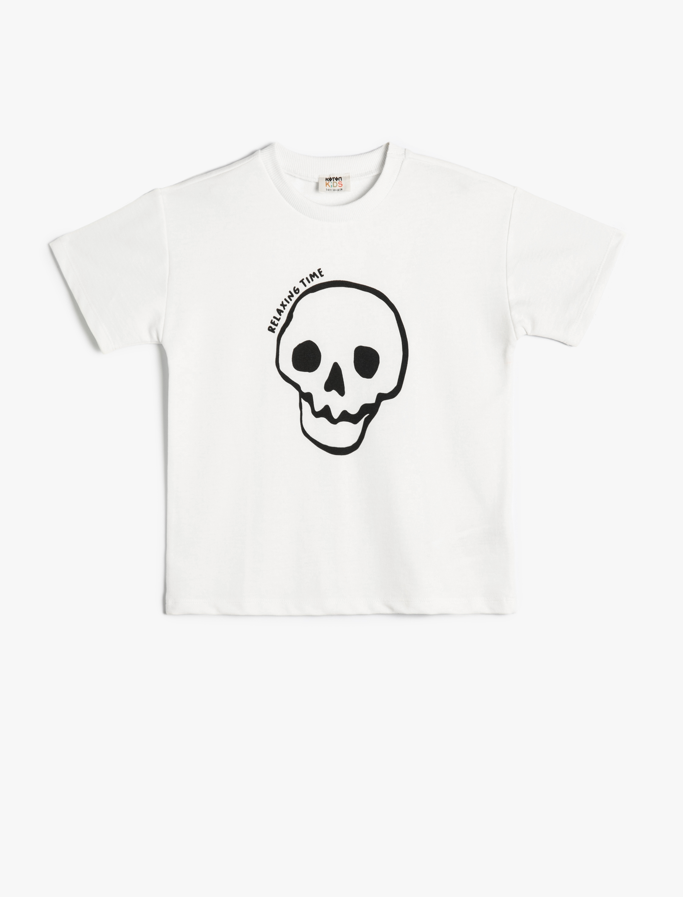  Erkek Çocuk Tişört Kuru Kafa Baskılı Kısa Kollu Bisiklet Yaka Pamuklu