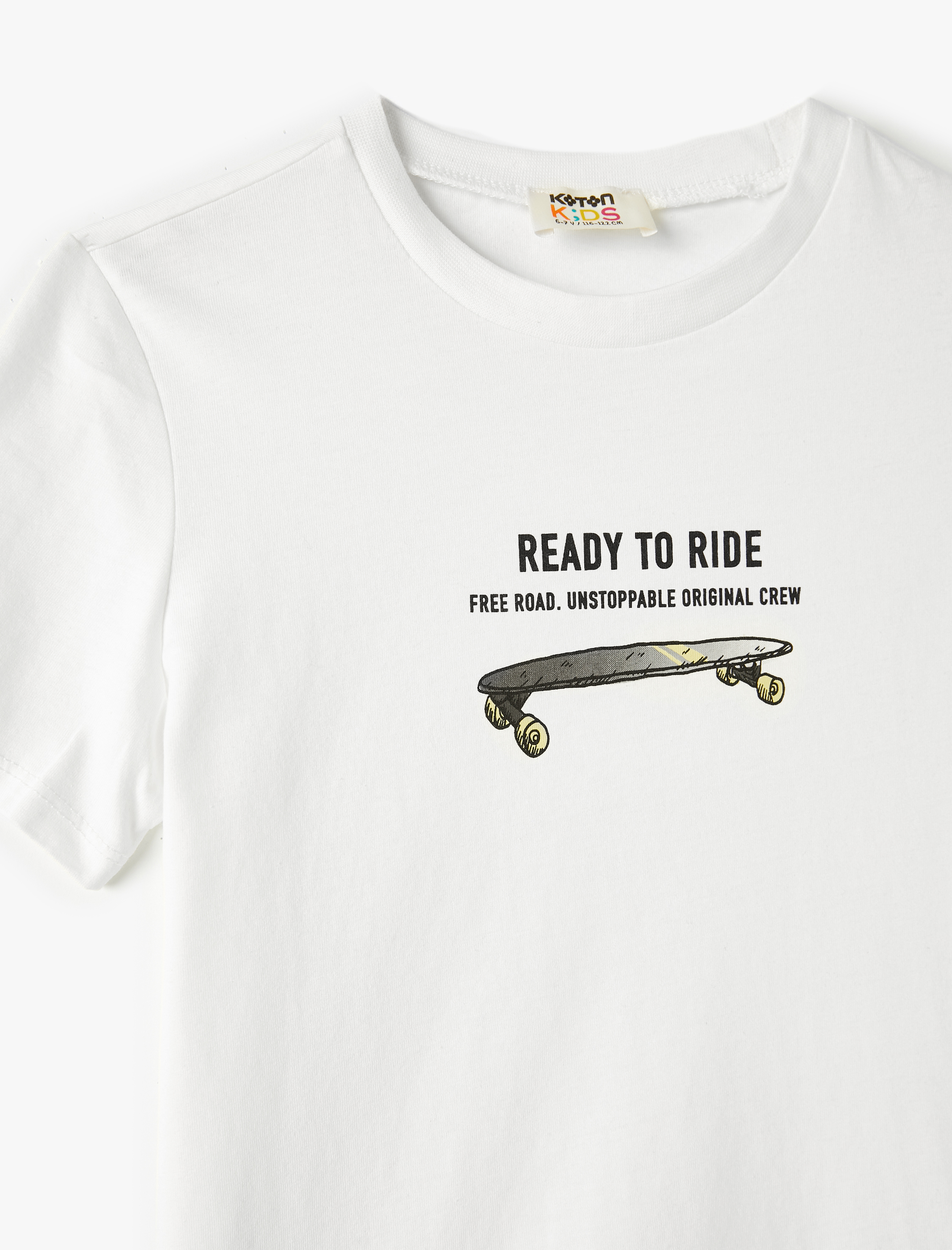  Erkek Çocuk Tişört Kaykay Baskılı Kısa Kollu Pamuklu