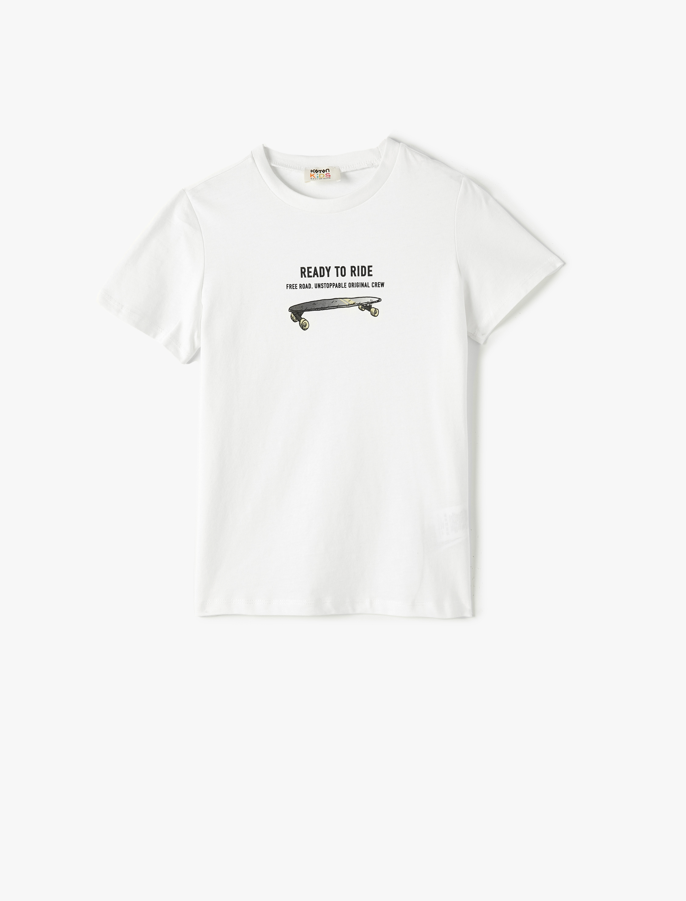  Erkek Çocuk Tişört Kaykay Baskılı Kısa Kollu Pamuklu