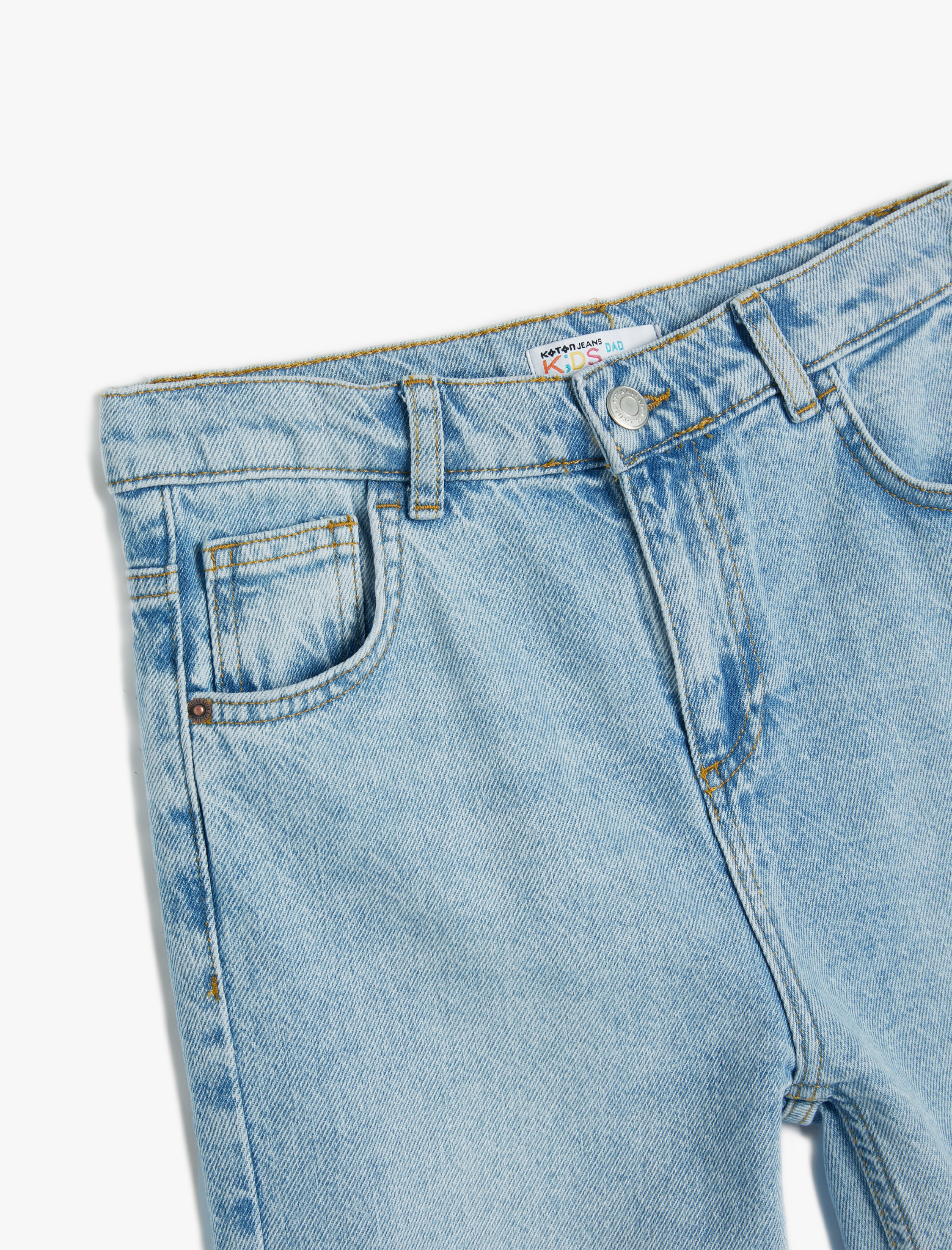  Erkek Çocuk Kot Pantolon Pamuklu Yıpratılmış Detaylı Beli Ayarlanabilir Lastikli