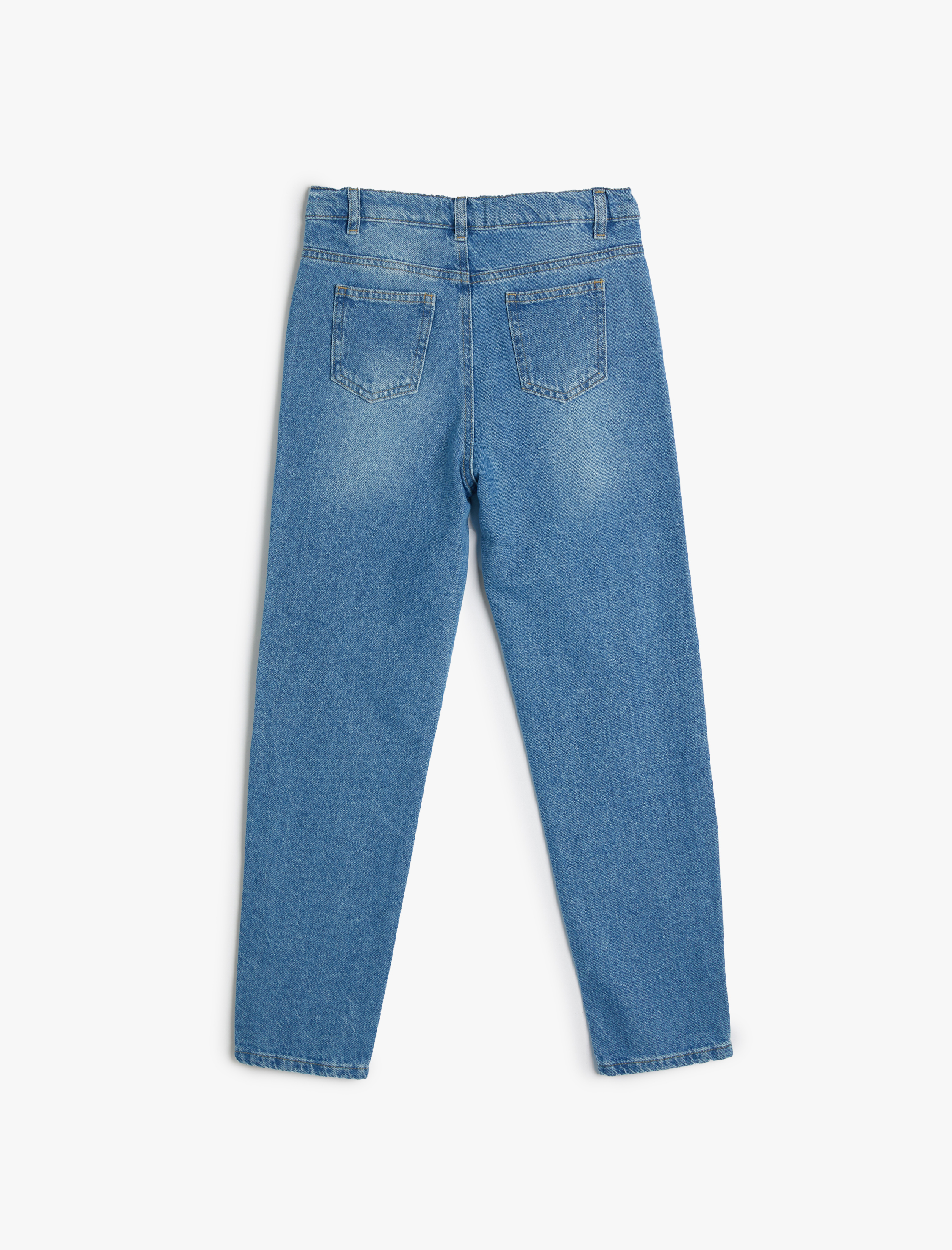  Erkek Çocuk Kot Pantolon Pamuklu Yıpratılmış Detaylı Beli Ayarlanabilir Lastikli