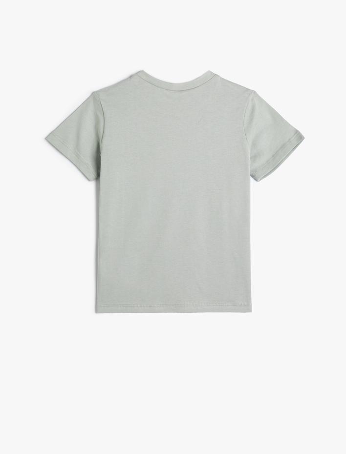 Erkek Çocuk Tişört Dinozor Baskılı Kısa Kollu Bisiklet Yaka Pamuklu