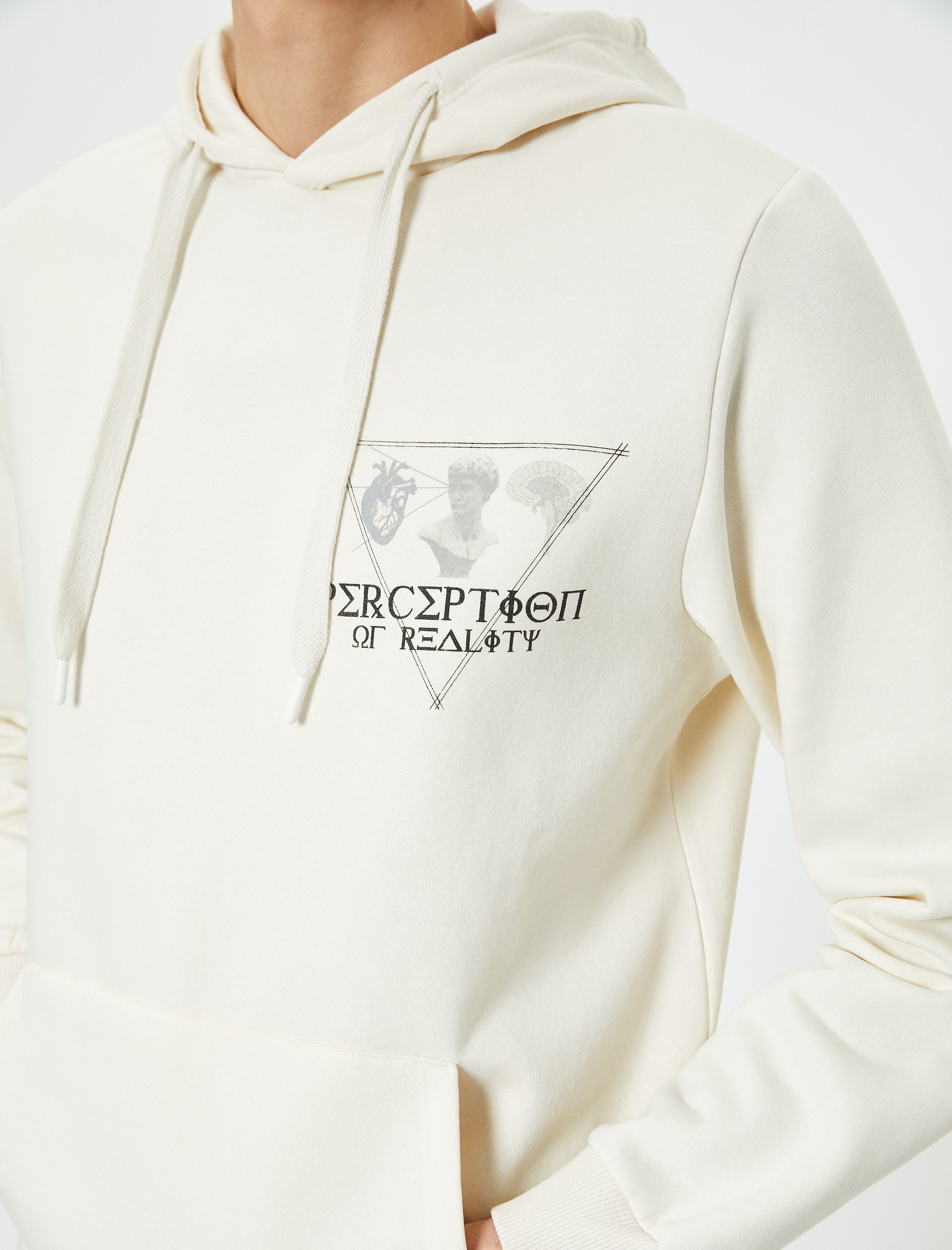   Slogan Baskılı Sweat Kapşonlu Kanguru Cep Detaylı Şardonlu