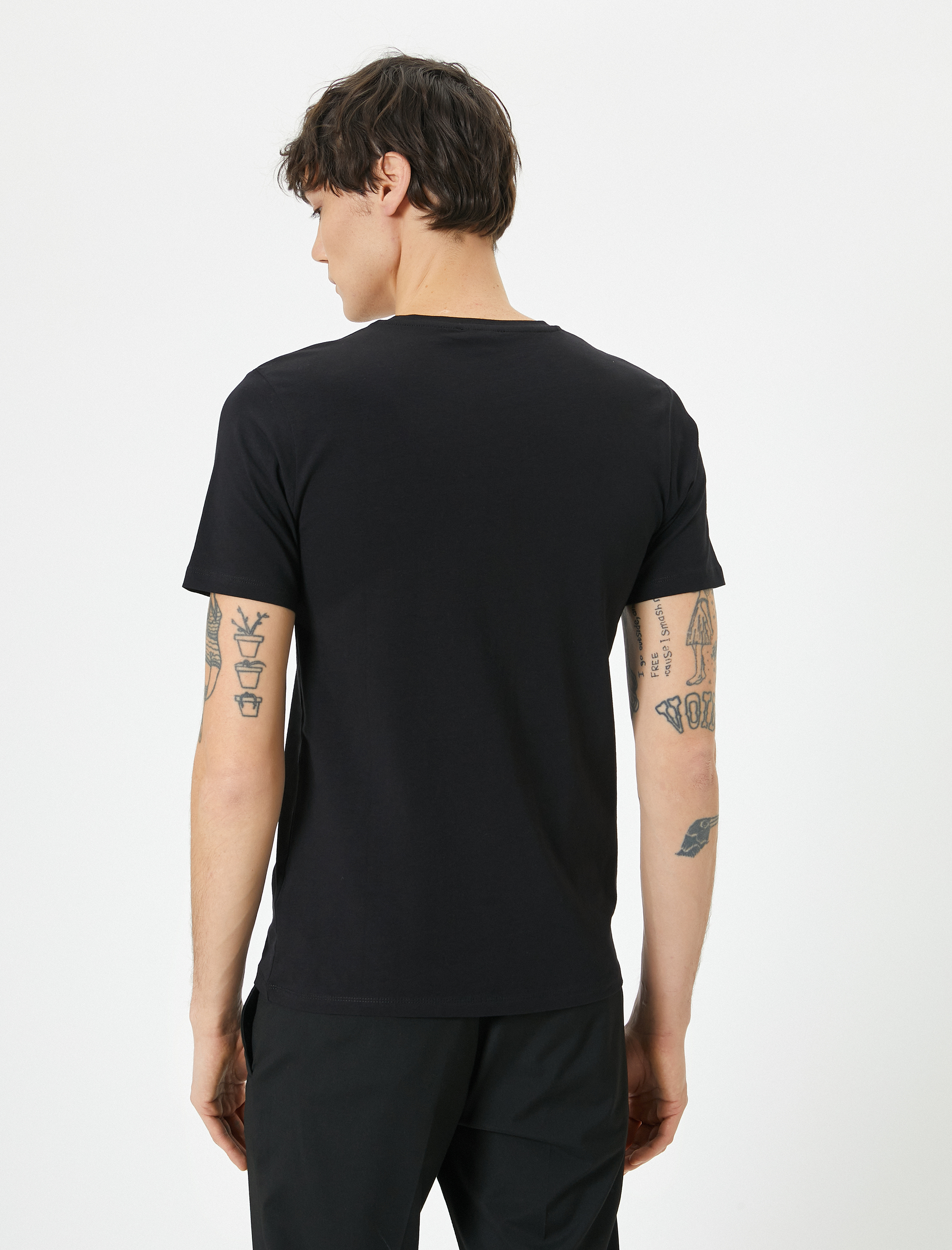   Kısa Kollu Tişört Uzun Kalça Boy Esnek Kumaş Slim Fit Pamuklu