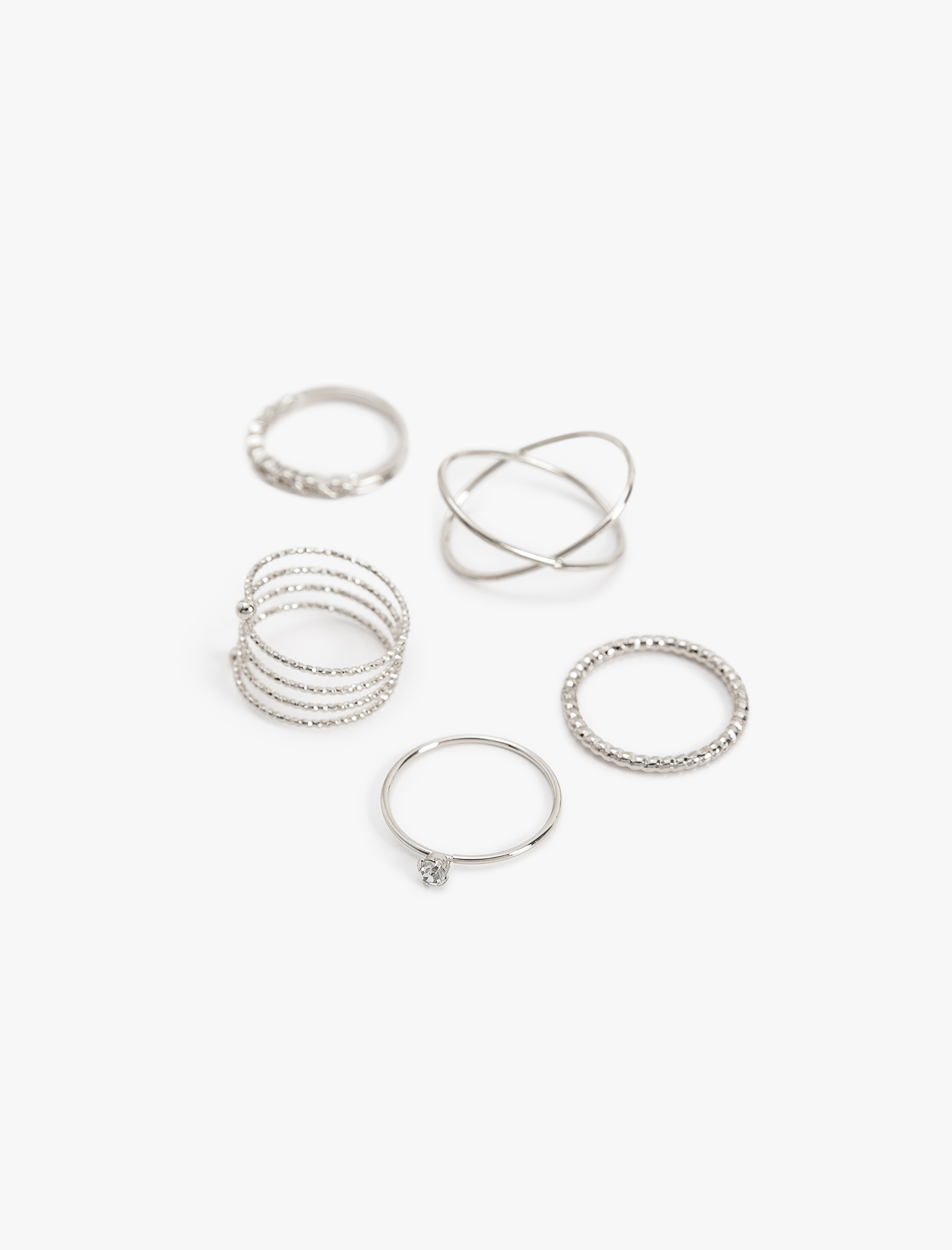  Kadın Yüzük Seti Çelik Karışımlı 5'li