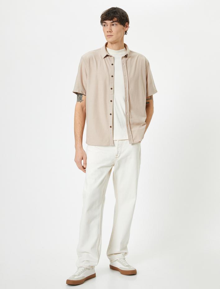  Yazlık Gömlek Kısa Kollu Klasik Yaka Düğmeli Regular Fit