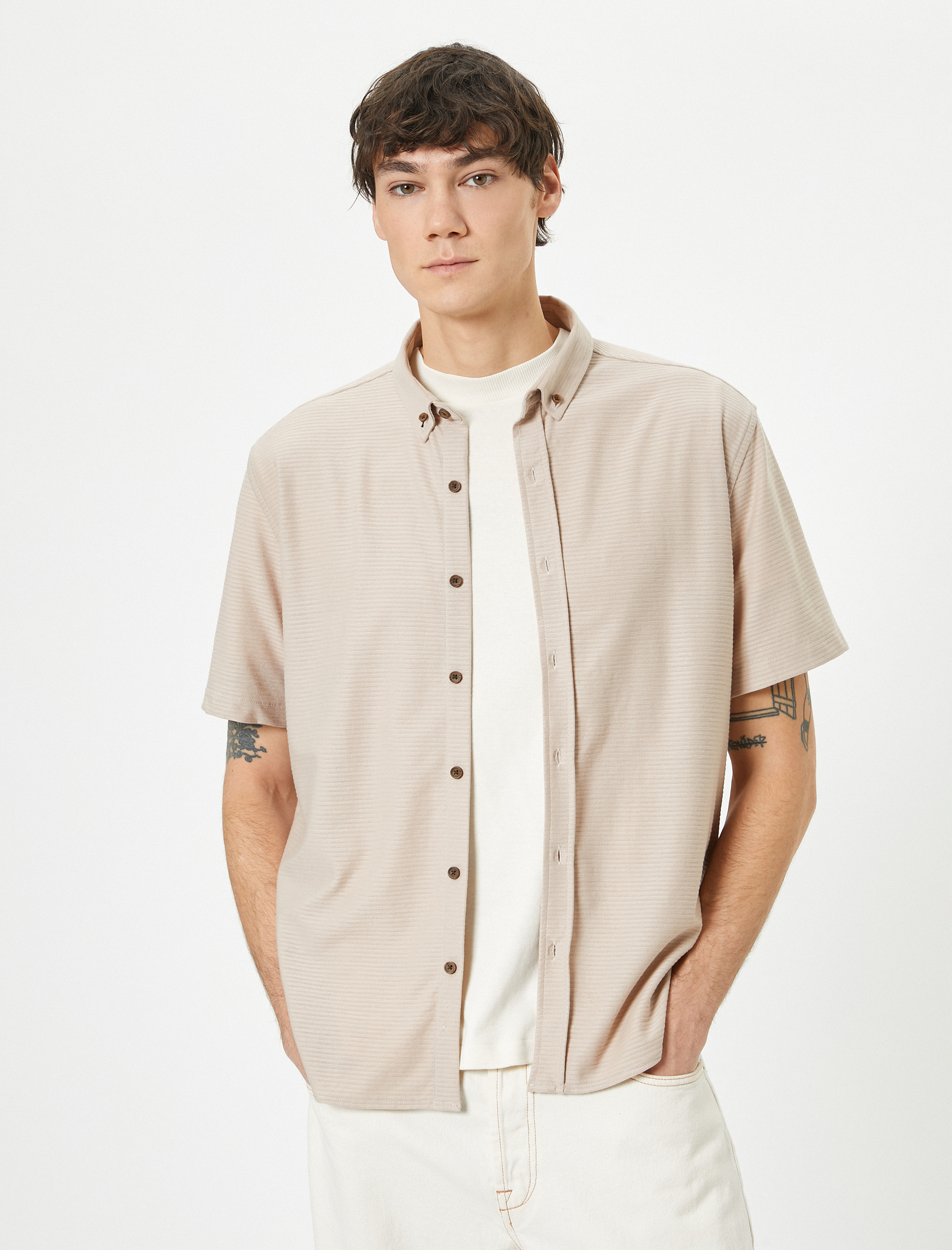   Yazlık Gömlek Kısa Kollu Klasik Yaka Düğmeli Regular Fit