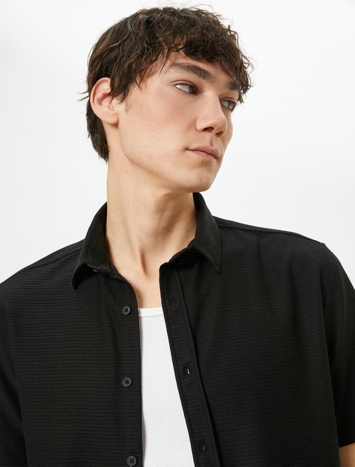  Yazlık Gömlek Kısa Kollu Klasik Yaka Düğmeli Regular Fit