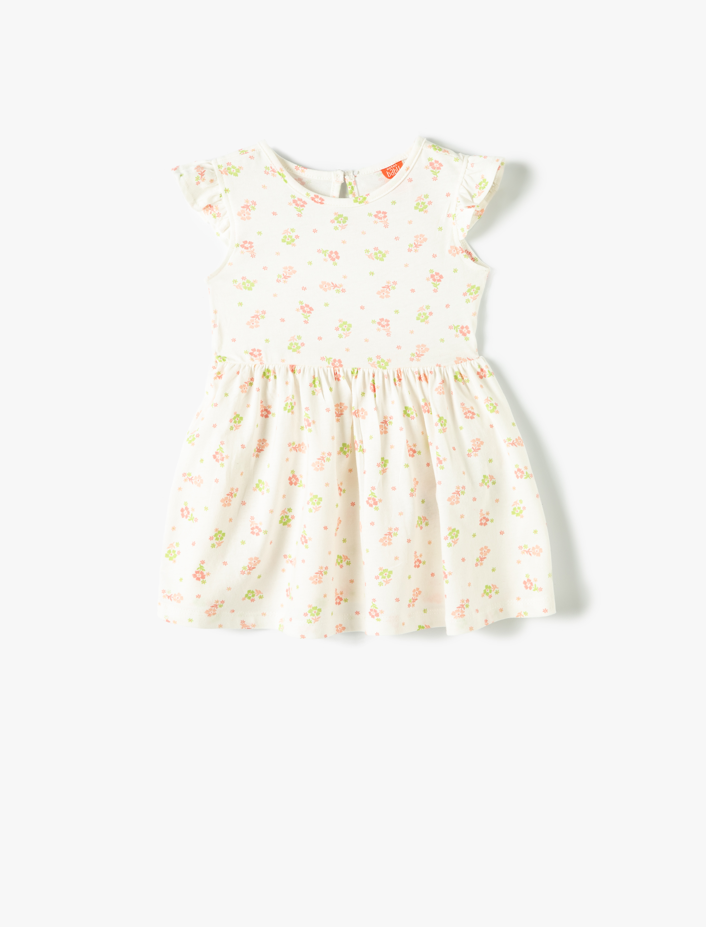  Kız Bebek Elbise Çiçekli Fırfırlı Kolsuz Bisiklet Yaka Pamuklu