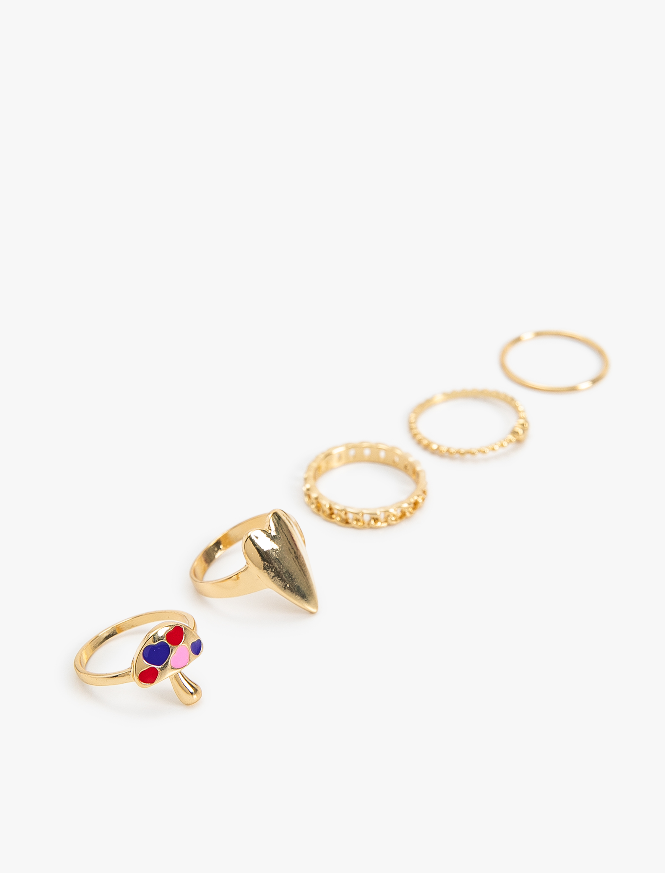  Kadın Çelik Karışımlı Yüzük Seti 5'li